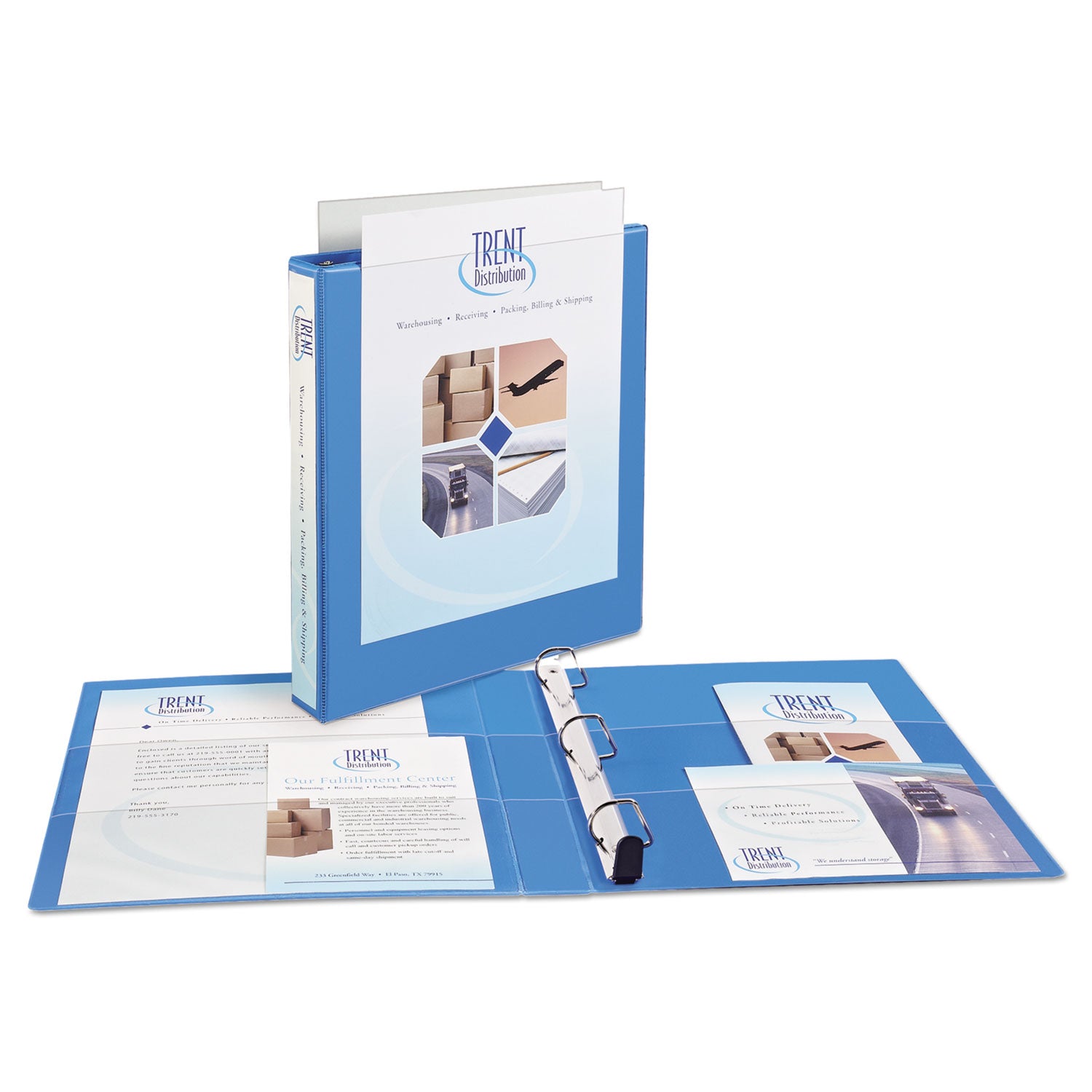 Avery® Heavy-Duty Non Stick View Binder With Durahinge And Slant Rings, 3 Rings, 1" Capacity, 11 X 8.5, Light Blue, (5301)