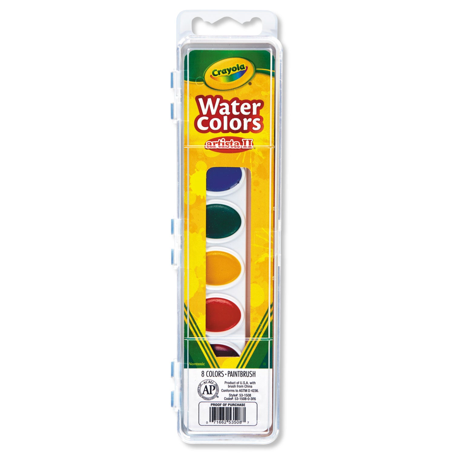 Artista II 8-Color Watercolor Set, 8 Assorted Colors, Palette Tray