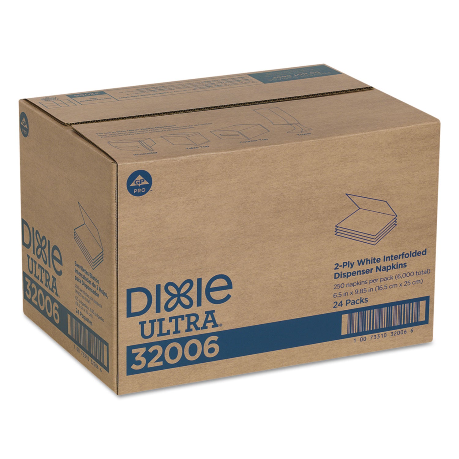 Dixie® Interfold Napkin Refills Two-Ply, 6 1/2" X 9 7/8", White, 6000/carton