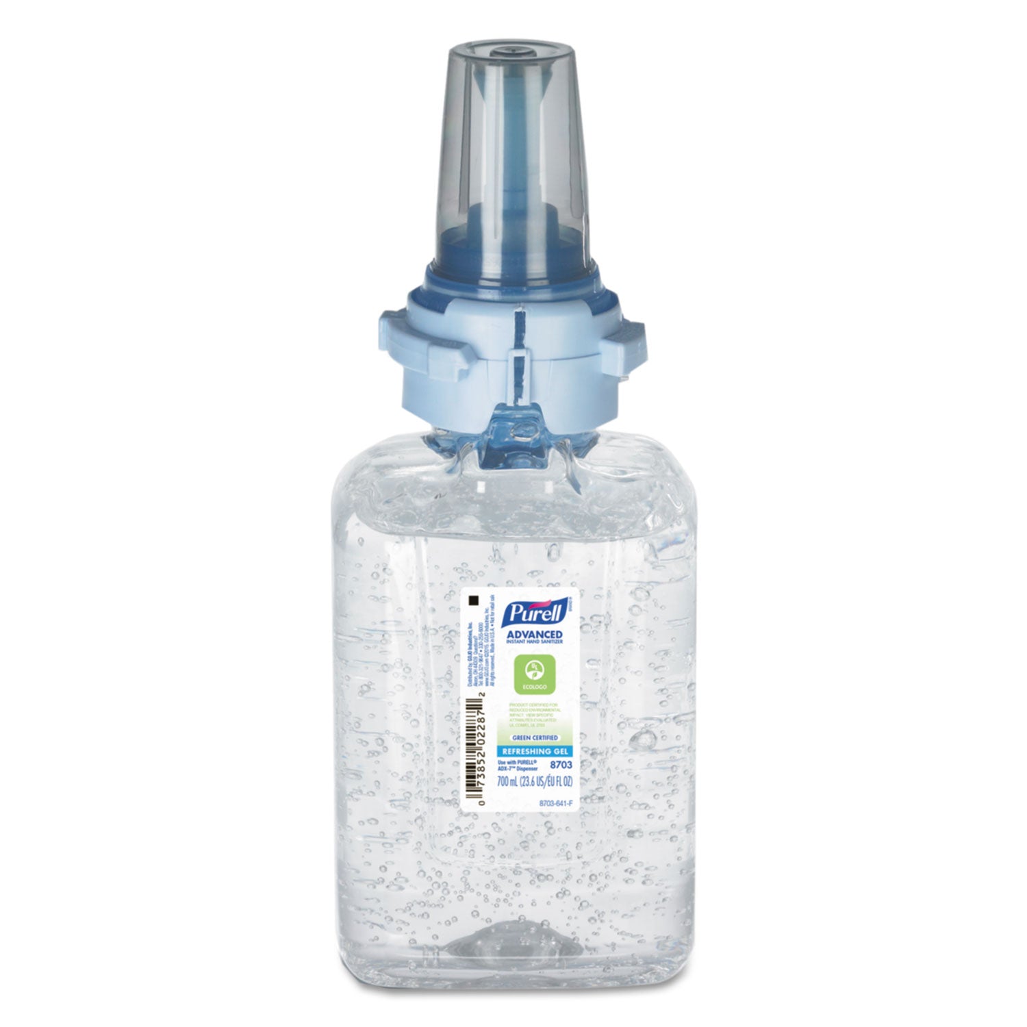 Advanced Hand Sanitizer Green Certified Gel Refill, For ADX-7 Dispensers, 700 mL, Fragrance-Free