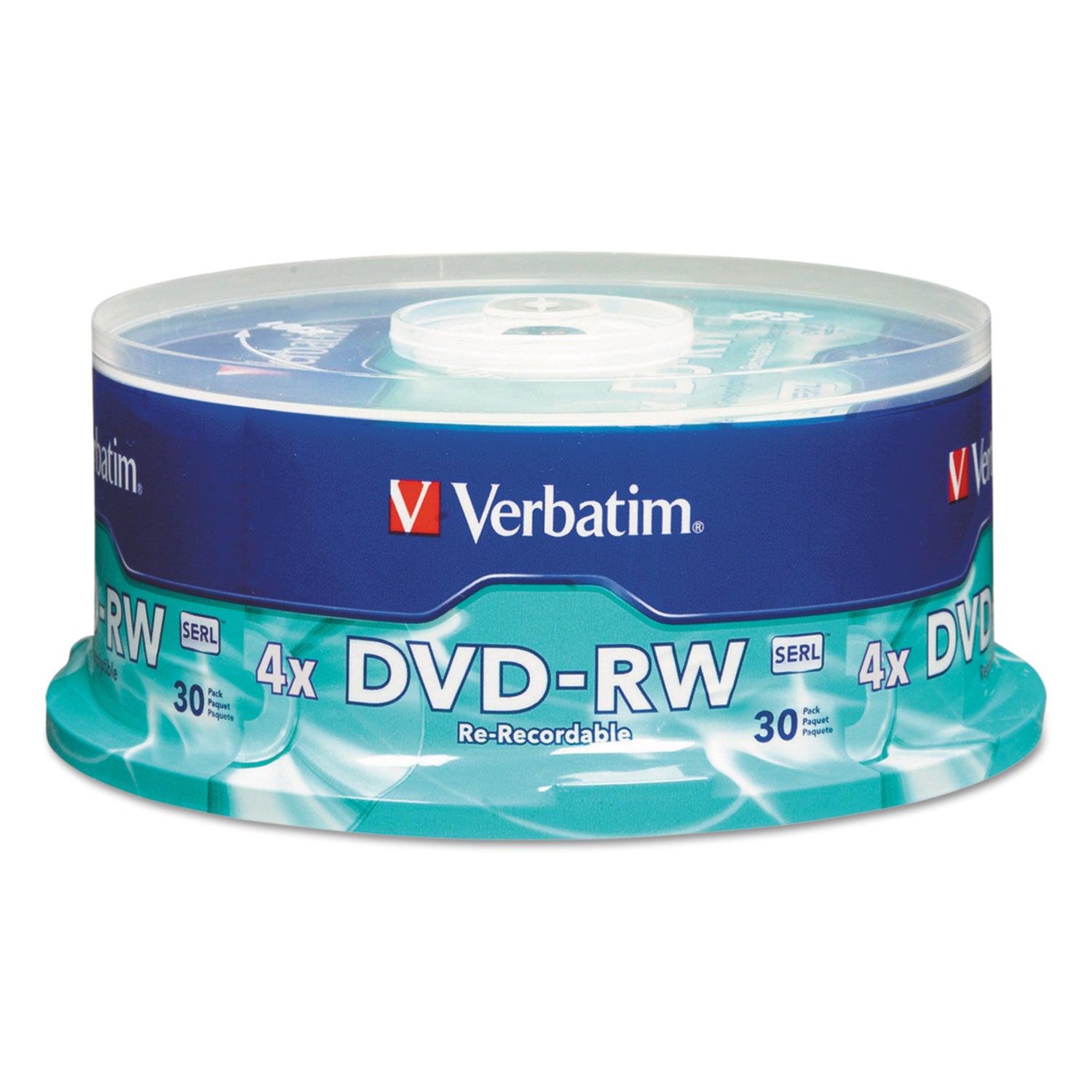 Verbatim® DVD-RW Rewritable Disc, 4.7 GB, 4x, Spindle, Silver, 30/Pack