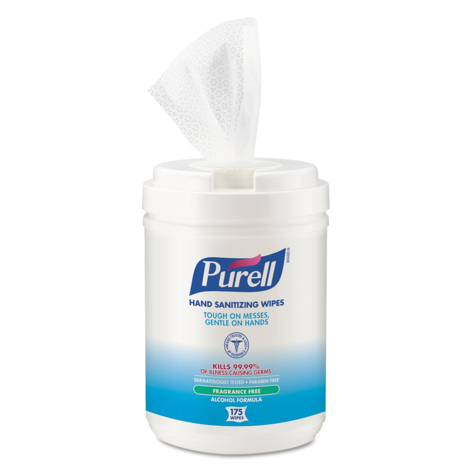PURELL® Hand Sanitizing Wipes Alcohol Formula, 6 x 7, Unscented, White, 175/Canister, 6 Canisters/Carton