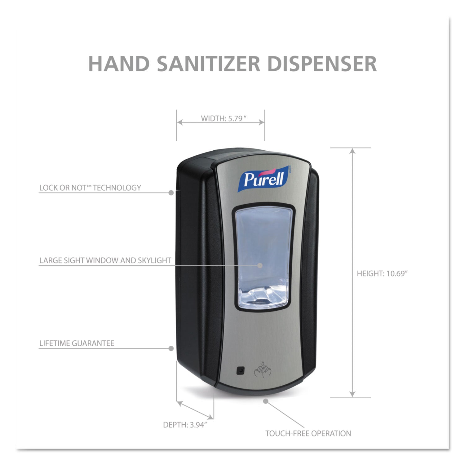 PURELL® Ltx-12 Touch-Free Dispenser, 1,200 Ml, 5.75 X 4 X 10.5, Black