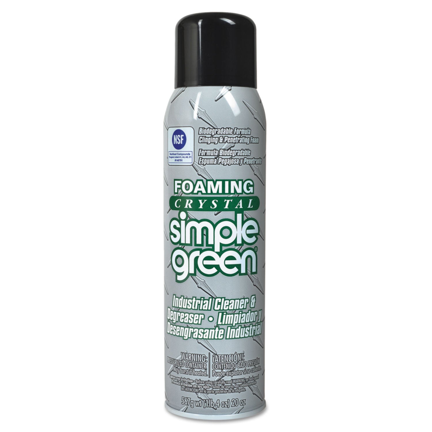Simple Green® Foaming Crystal Industrial Cleaner and Degreaser, 20 oz Aerosol Can, 12/Carton