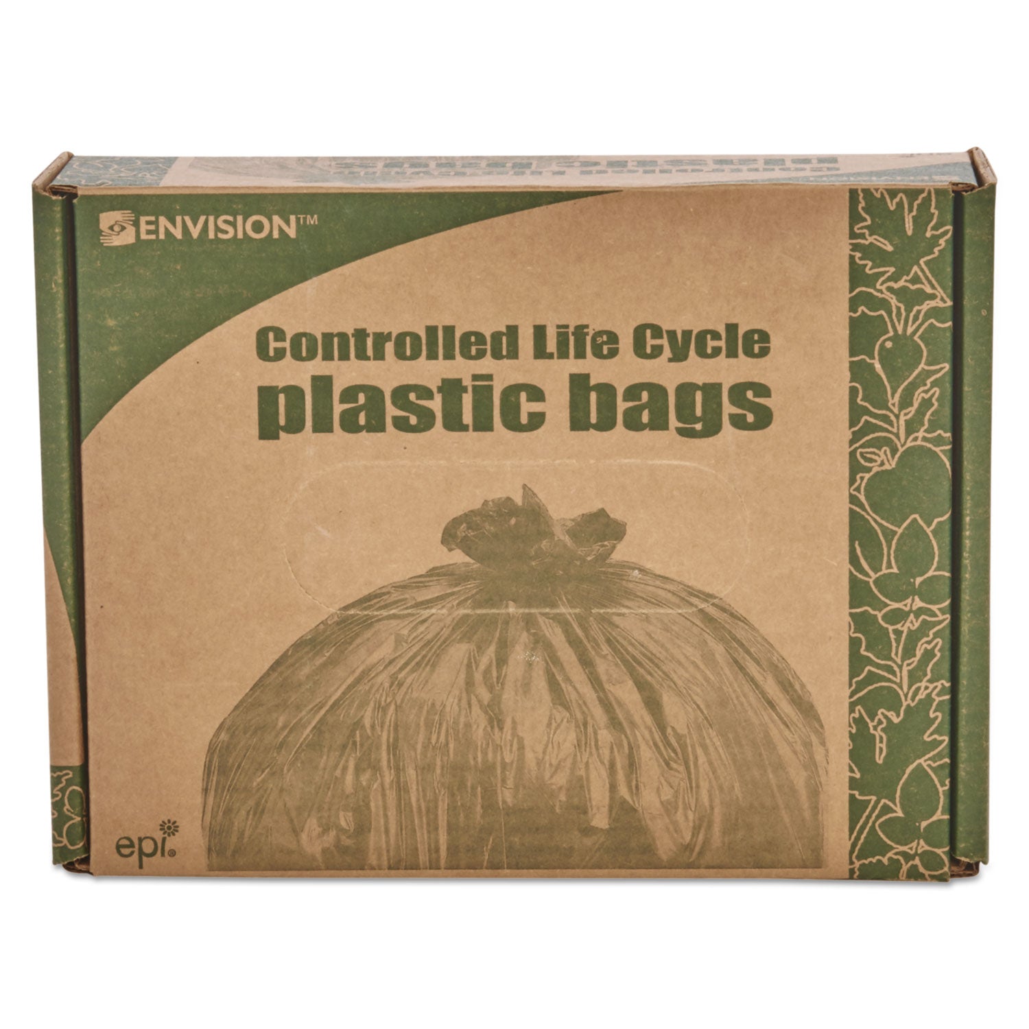 Stout® by Envision™ Controlled Life-Cycle Plastic Trash Bags, 33 Gal, 1.1 Mil, 33" X 40", Green, 40/box