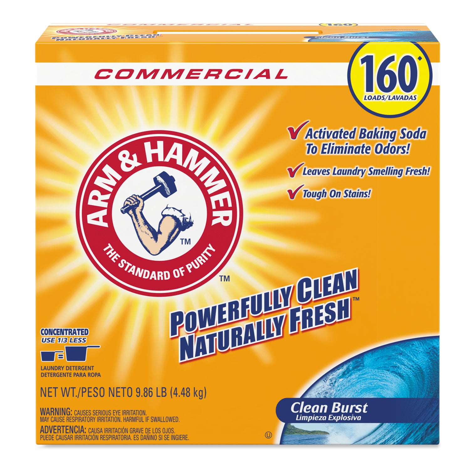 Arm & Hammer™ Powder Laundry Detergent, Clean Burst, 9.86 Lb Box, 3/carton