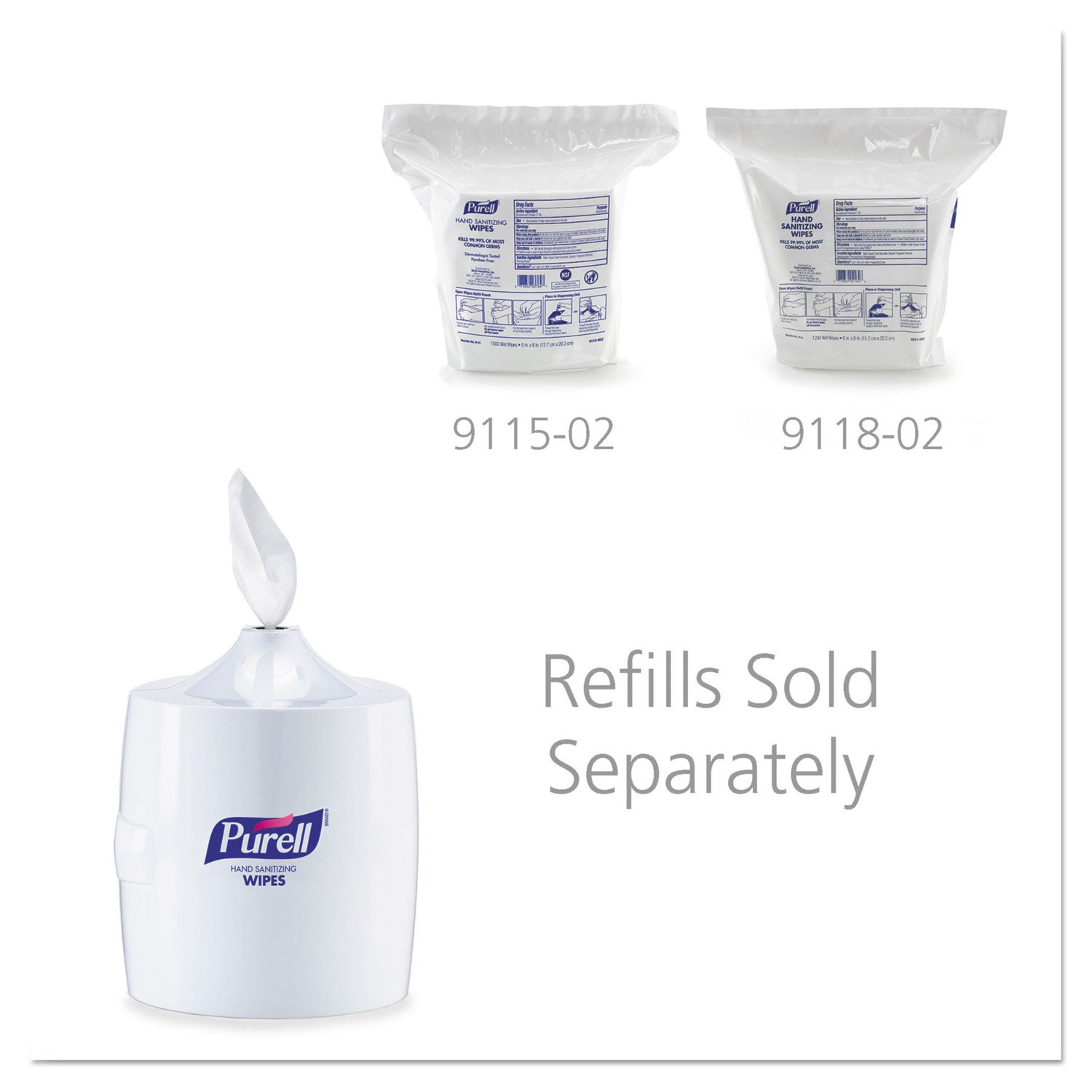 PURELL® Hand Sanitizer Wipes Wall Mount Dispenser, 1,200/1,500 Wipe Capacity, 13.3 X 11 X 10.88, White