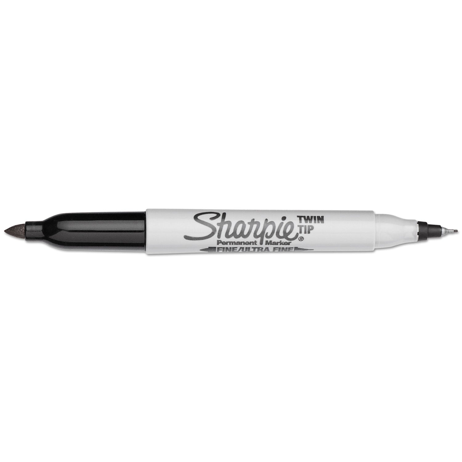 Sharpie® Twin-Tip Permanent Marker, Extra-Fine/fine Bullet Tips, Black, Dozen