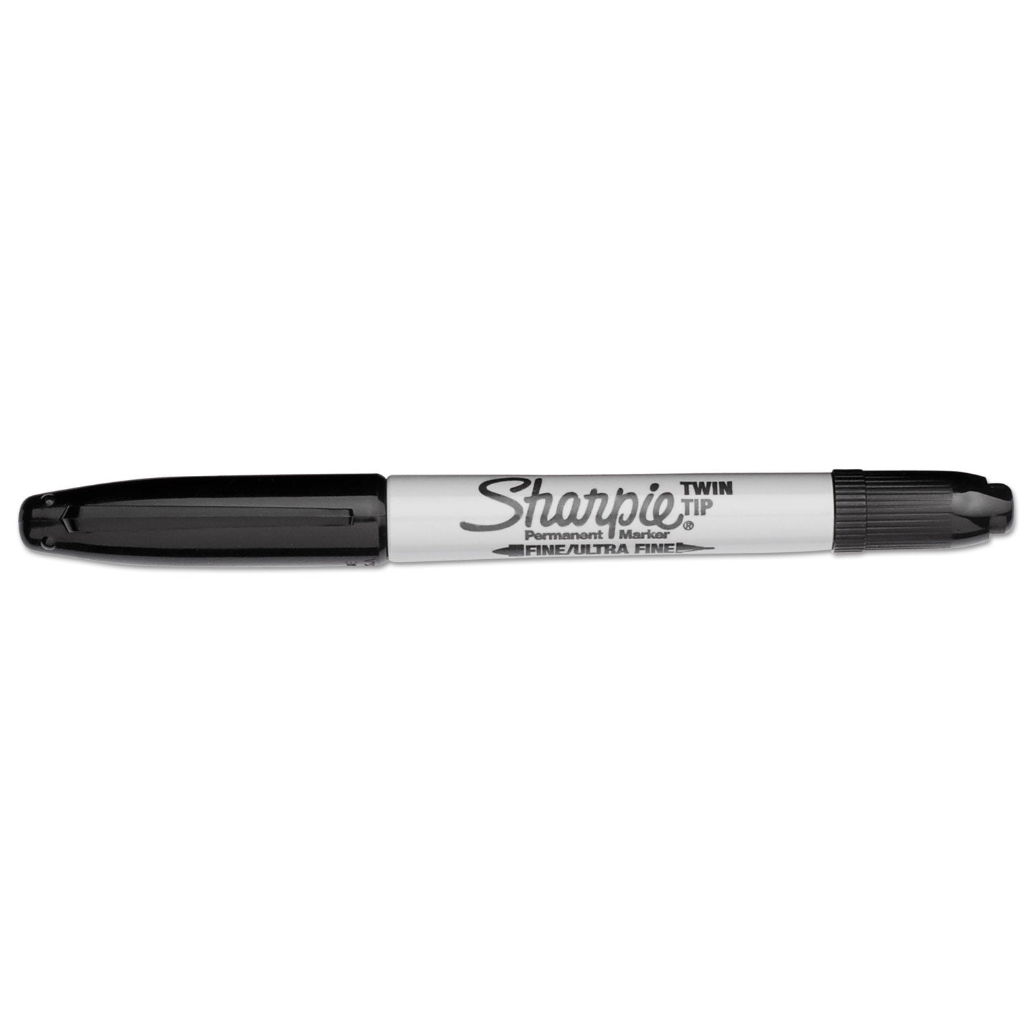 Sharpie® Twin-Tip Permanent Marker, Extra-Fine/fine Bullet Tips, Black, Dozen