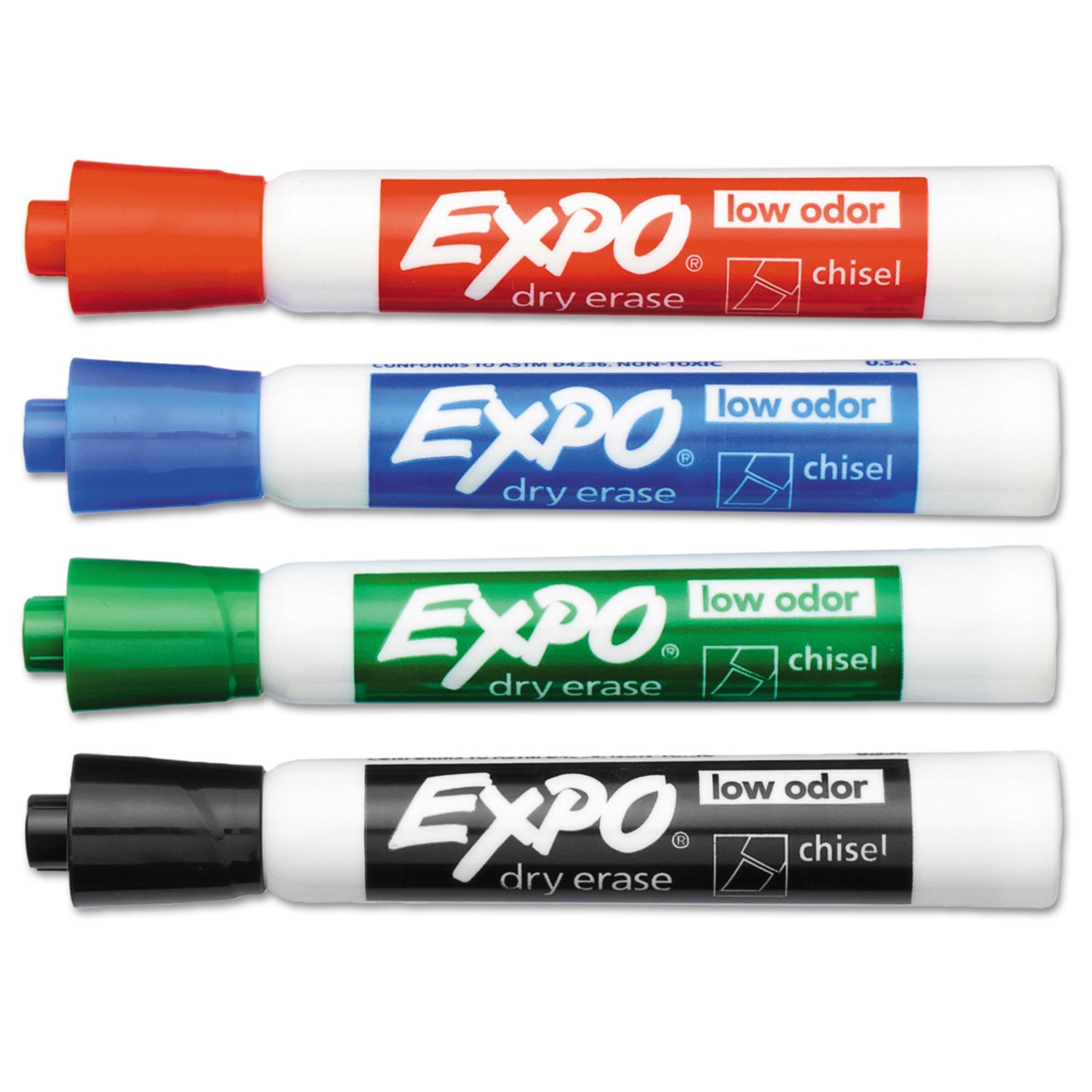 EXPO® Low-Odor Dry Erase Marker Office Value Pack, Broad Chisel Tip, Assorted Colors, 192/Pack