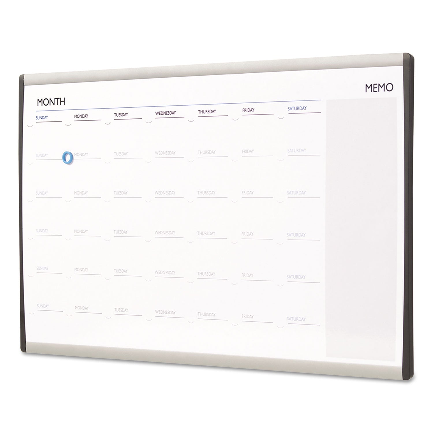 Quartet® ARC Frame Cubicle Board, Monthly Planning/Scheduling Calendar, 30" x 18", White Magnetic Surface, Satin Aluminum Frame