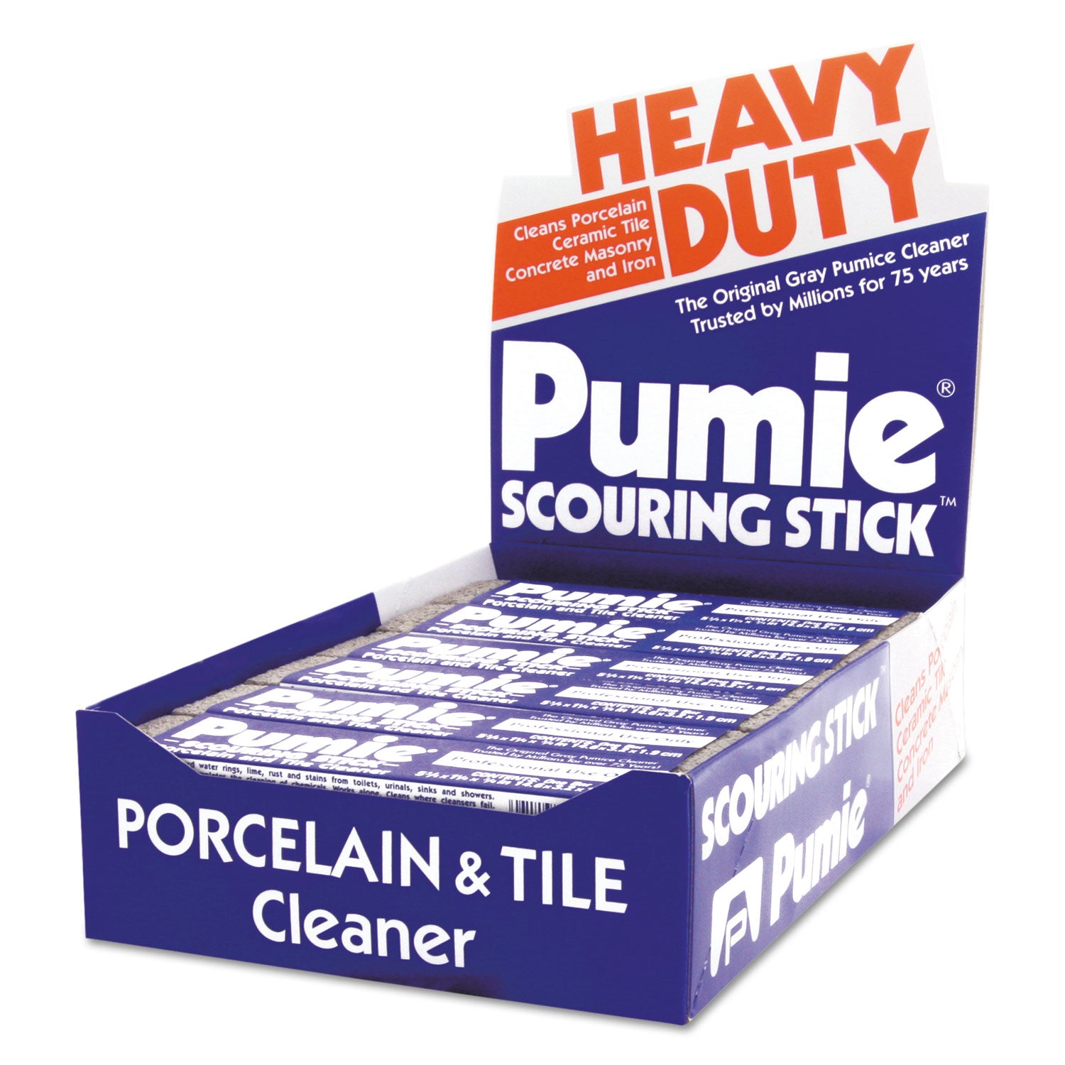 Pumie® Scouring Stick, 5.75 x 1.25, Gray, Dozen