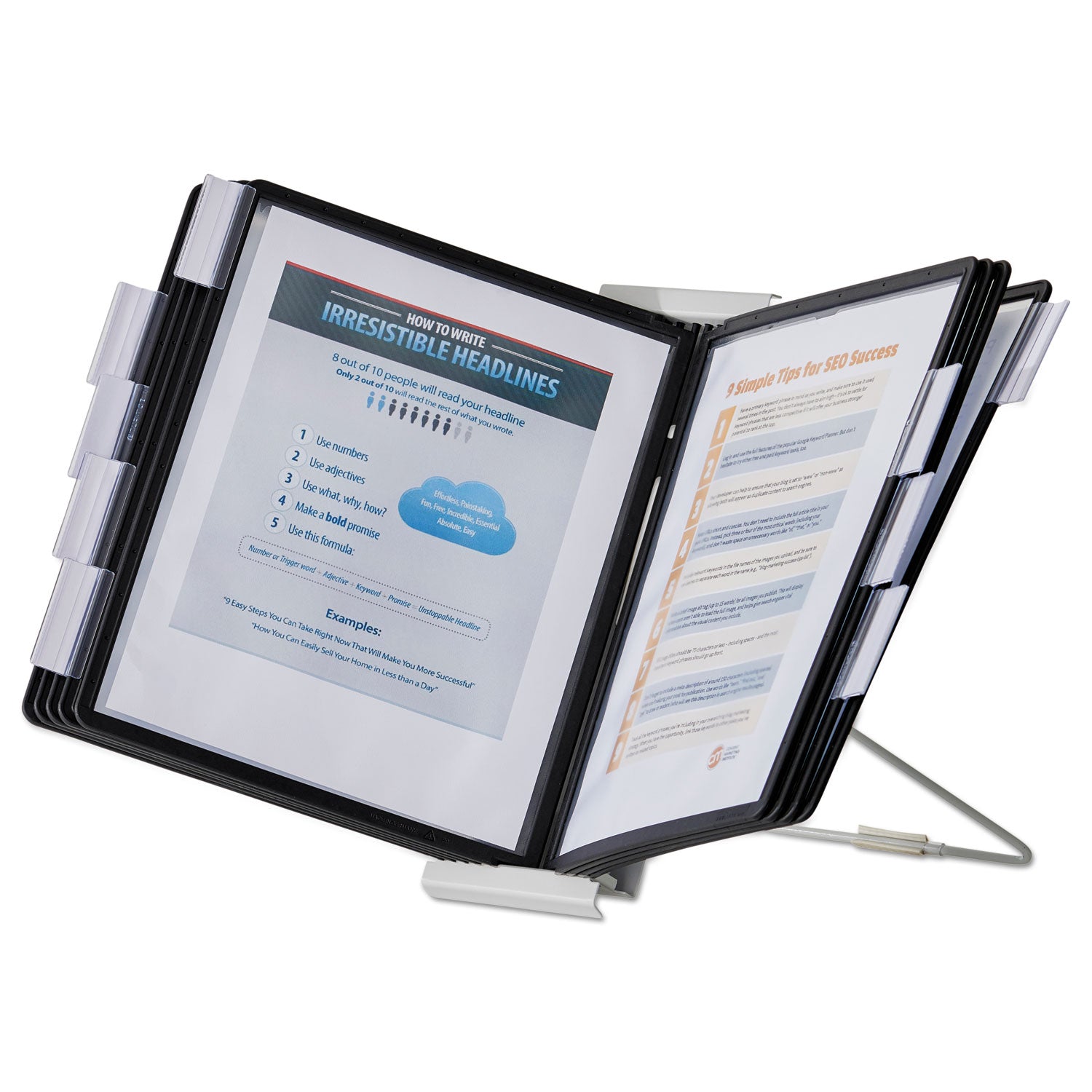 Durable® Instaview Expandable Desktop Reference System, 10 Panels, Black Borders