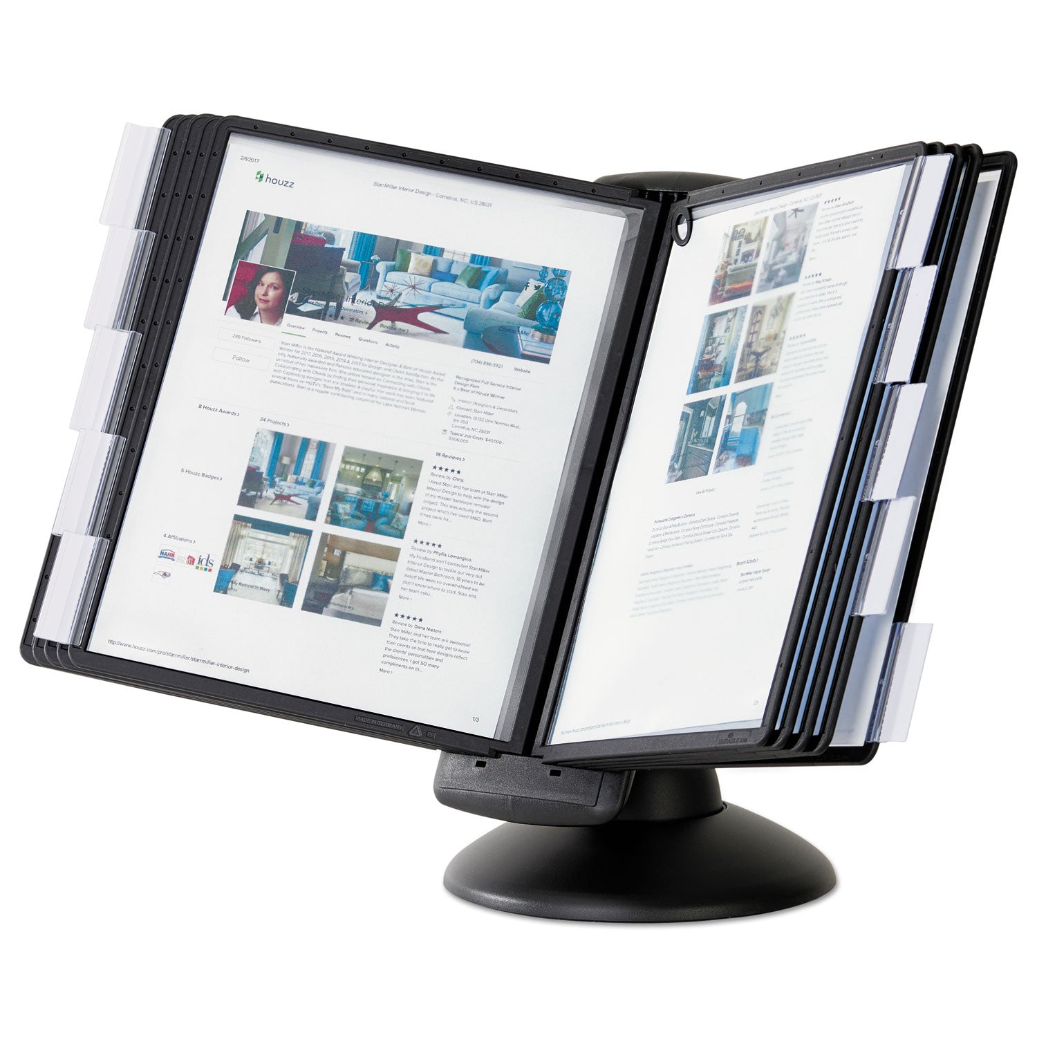 Durable® Sherpa Motion Desk Reference System, 10 Panels, Black Borders