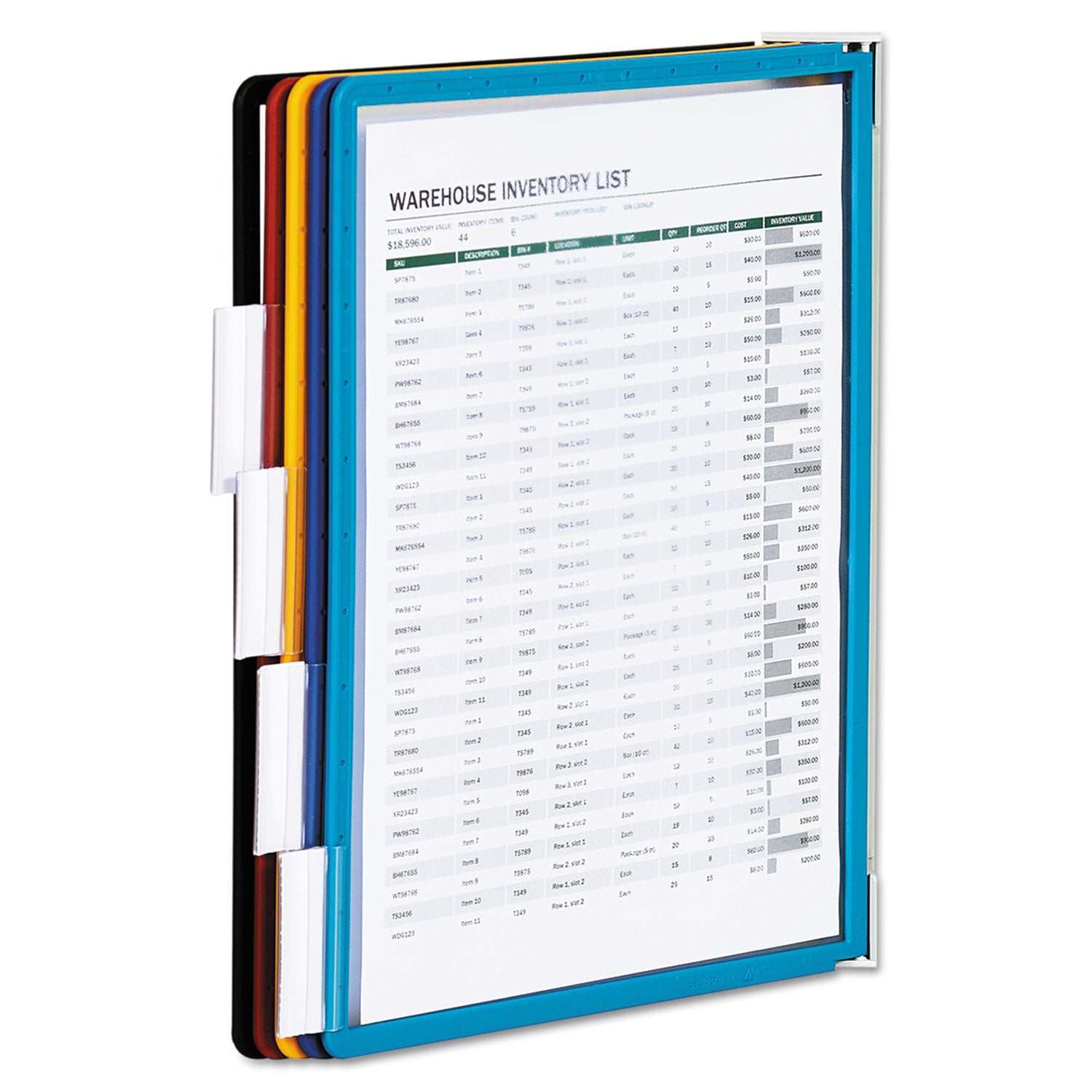 Durable® Vario Wall Reference System, 5 Panels, Letter, Asst. Borders And Panels