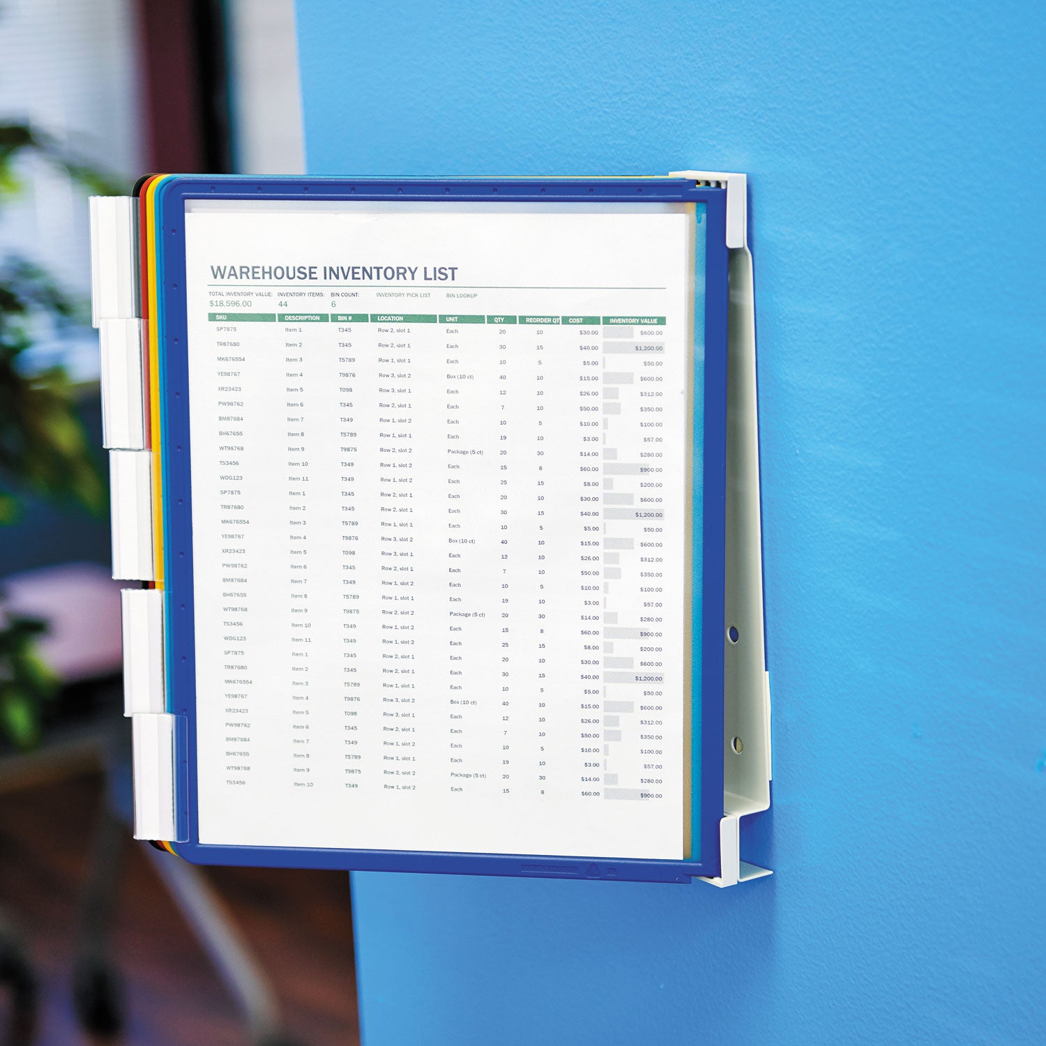 Durable® Vario Wall Reference System, 5 Panels, Letter, Asst. Borders And Panels