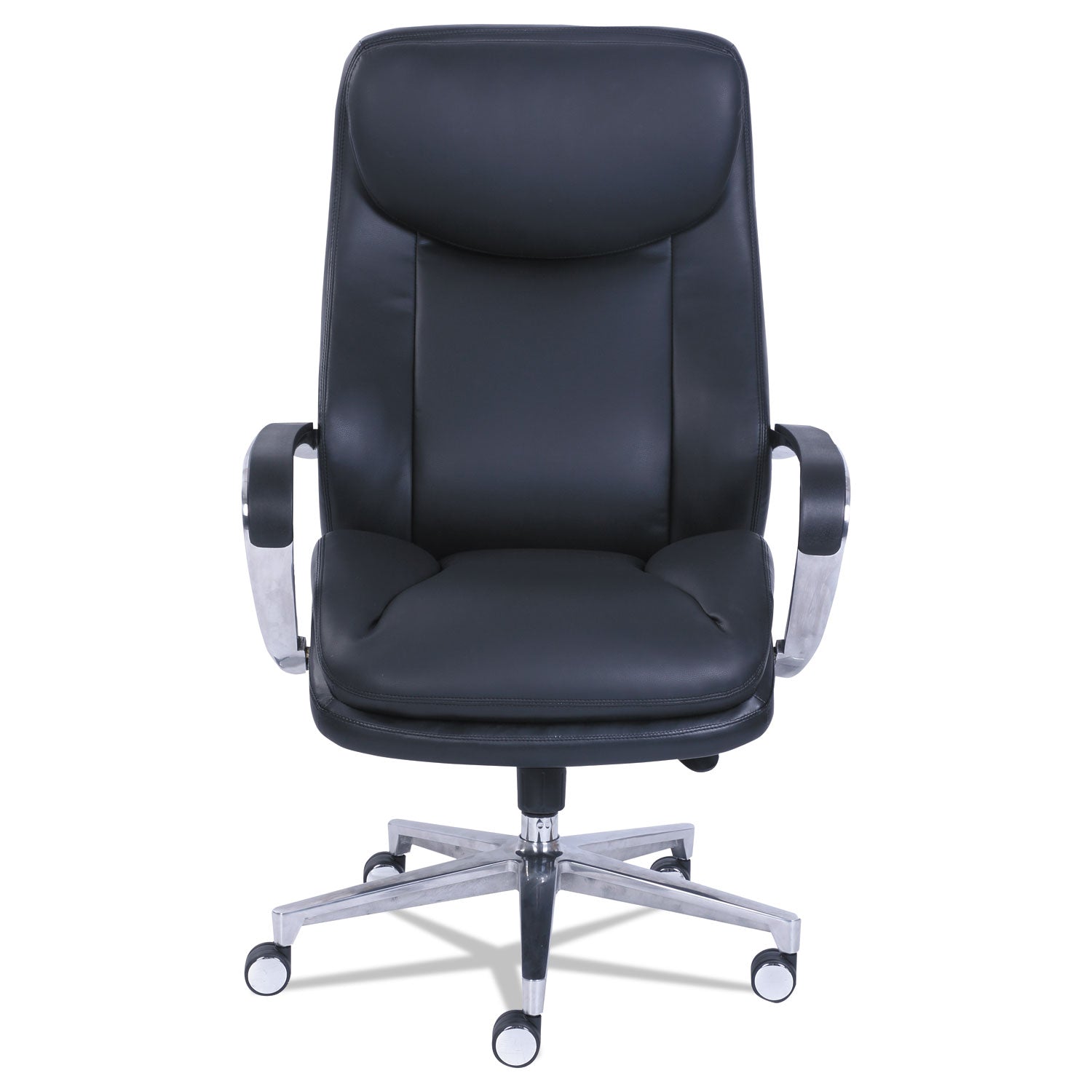 La-Z-Boy® Commercial 2000 Big/tall Executive Chair, Supports Up To 400 Lb, 20.5" To 23.5" Seat Height, Black Seat/back, Silver Base