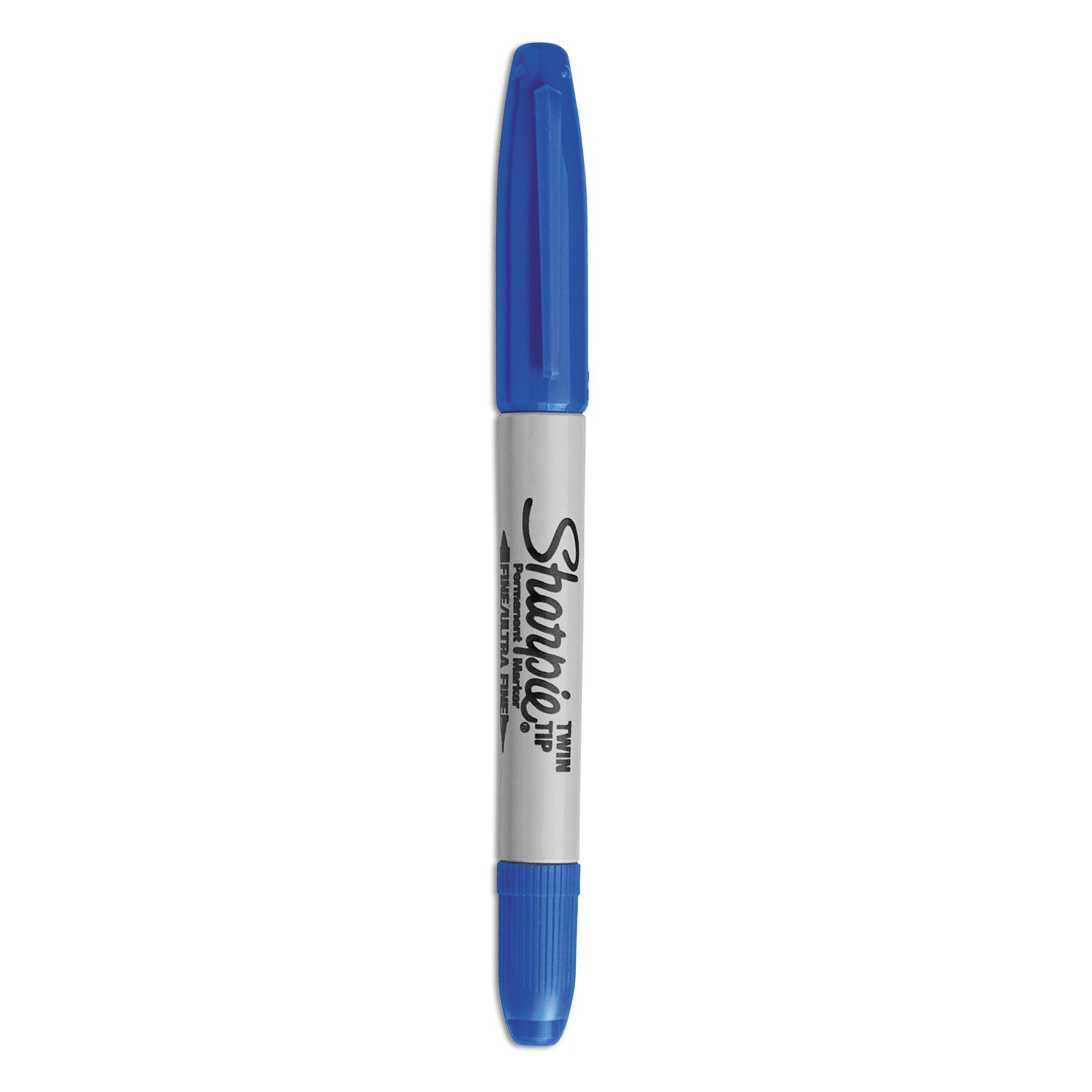 Sharpie® Twin-Tip Permanent Marker, Extra-Fine/fine Bullet Tips, Blue, Dozen