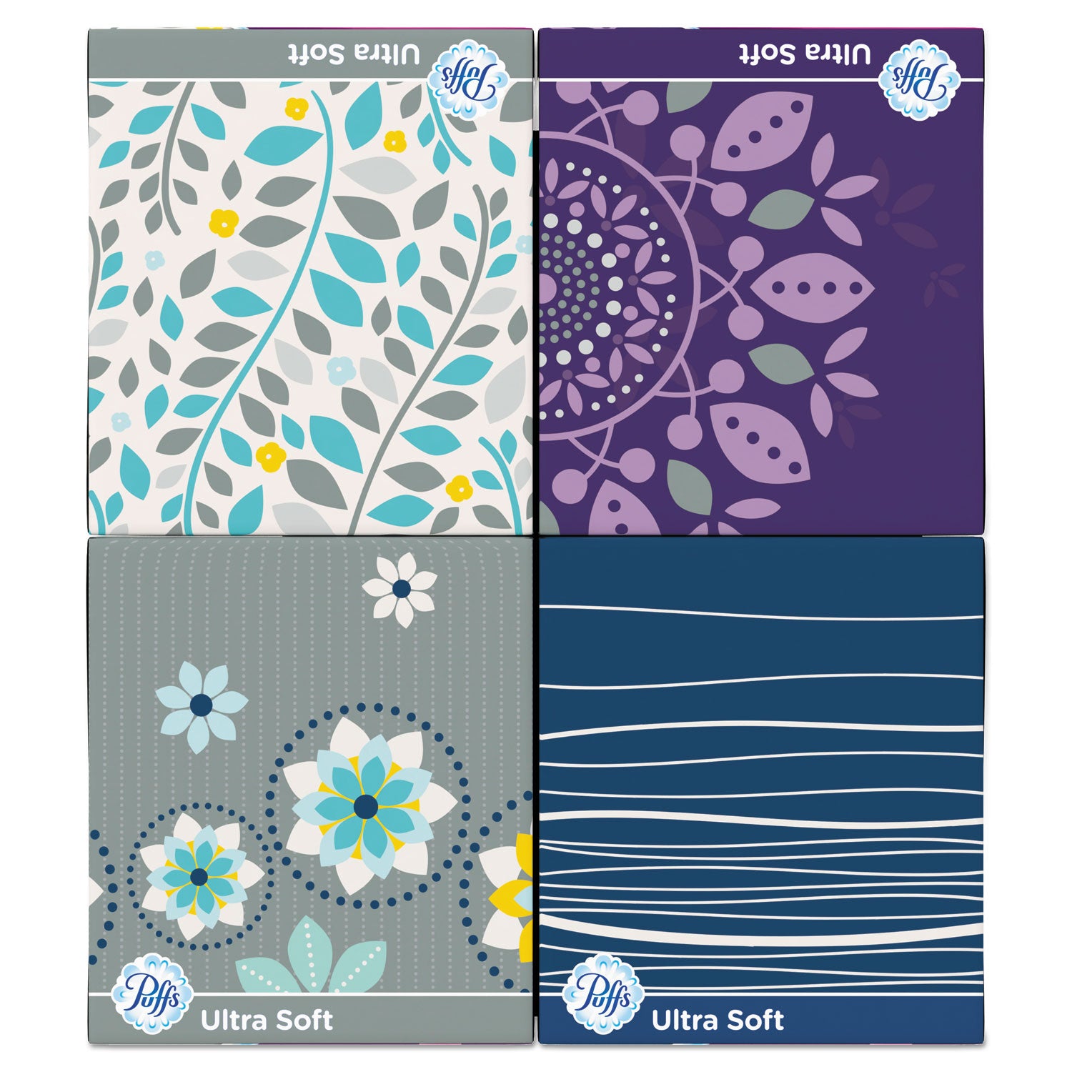 Puffs® Ultra Soft Facial Tissue, 2-Ply, White, 56 Sheets/box, 4 Boxes/pack