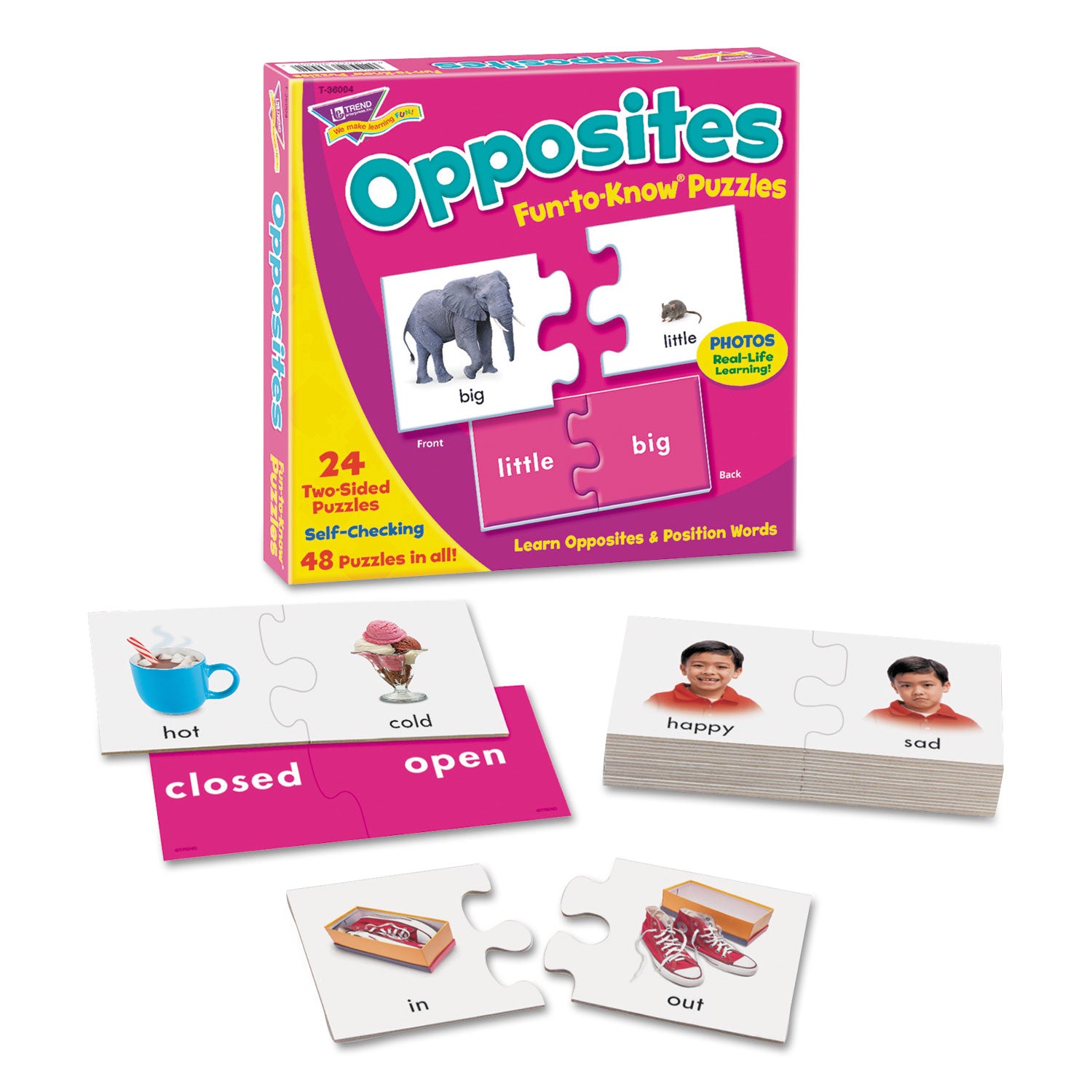 TREND® Fun to Know Puzzles, Opposites and Position Words Matching Game, Ages 3 and Up, (24) Puzzle Piece Pairs
