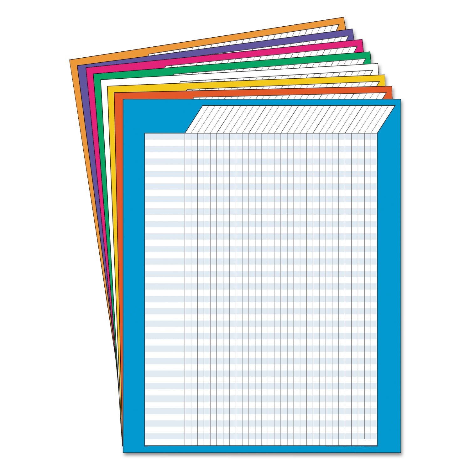TREND® Jumbo Vertical Incentive Chart Pack, 22 X 28, Vertical Orientation, Assorted Colors With Assorted Borders, 8/pack