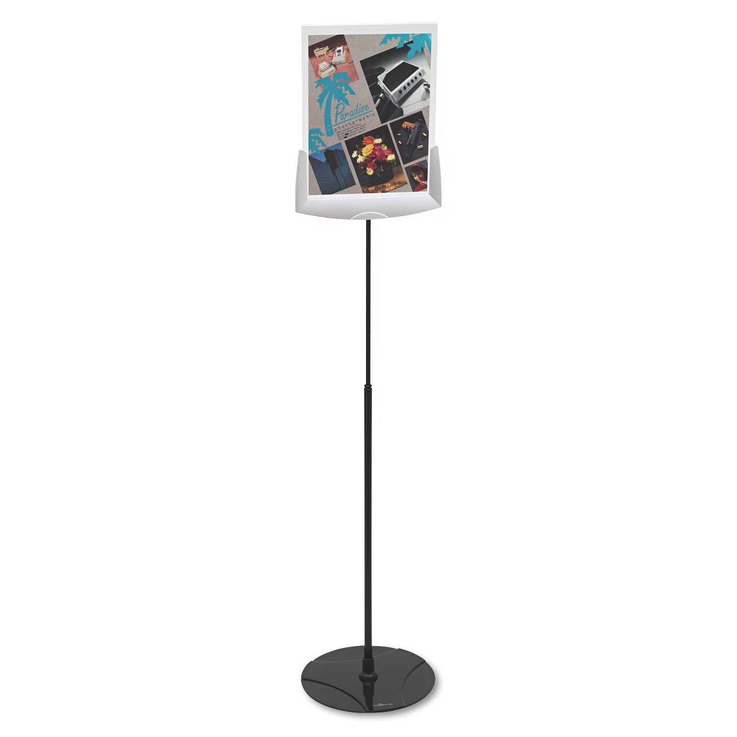 Durable® Sherpa Infobase Sign Stand, Acrylic/Metal, 40" to 60" High, Gray