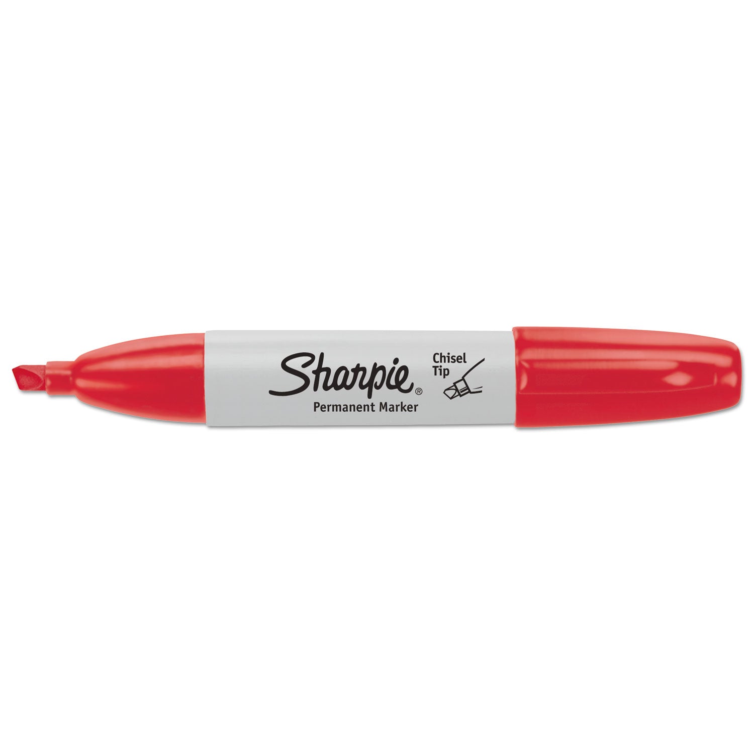 Sharpie® Chisel Tip Permanent Marker, Medium Chisel Tip, Red, Dozen