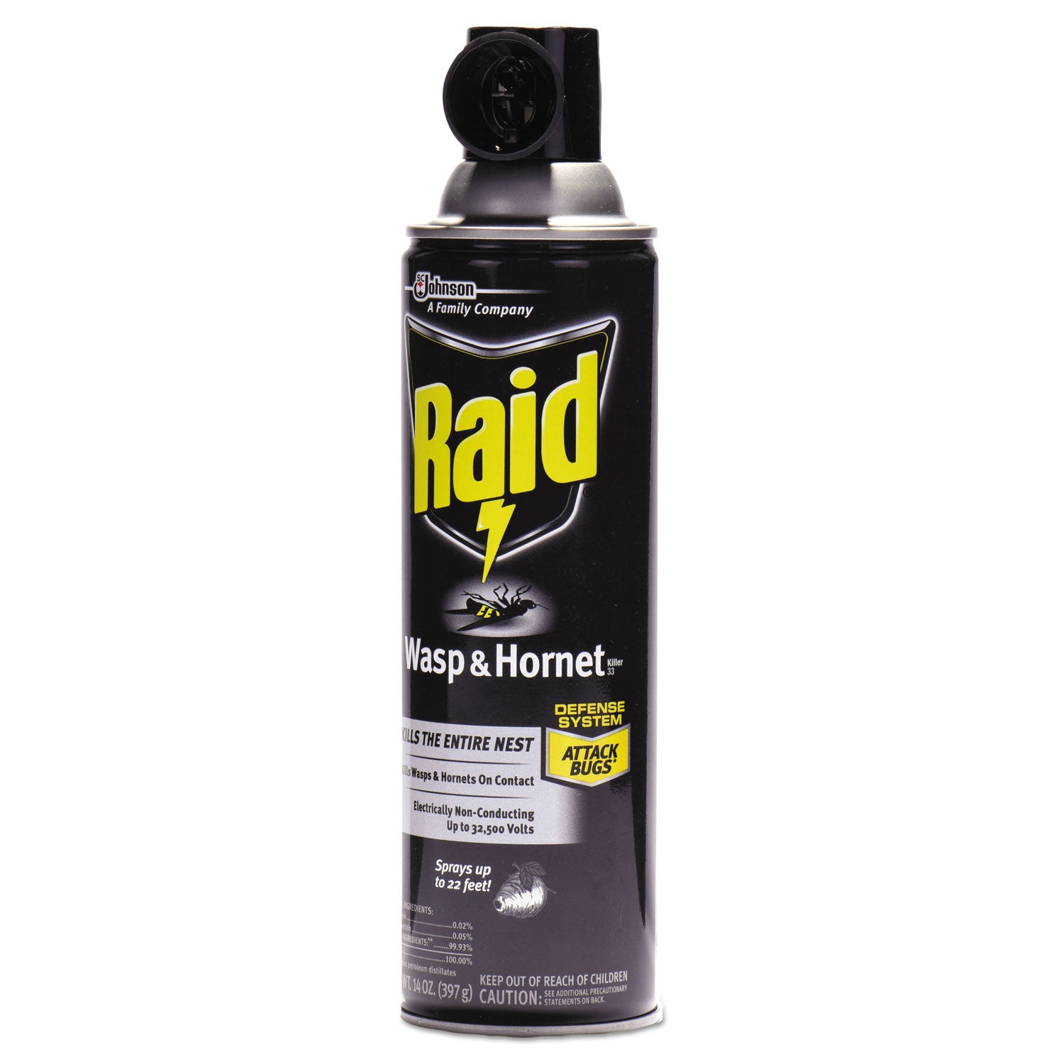 Raid® Wasp and Hornet Killer, 14 oz Aerosol Spray, 12/Carton
