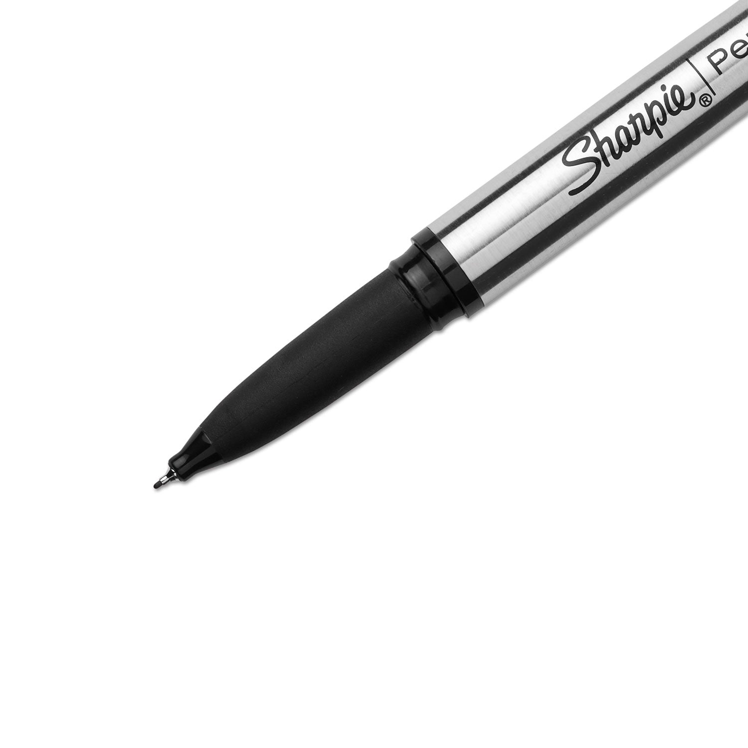Sharpie® Stainless Steel Porous Point Pen, Stick, Fine 0.5 mm, Black Ink, Brushed Silver Barrel