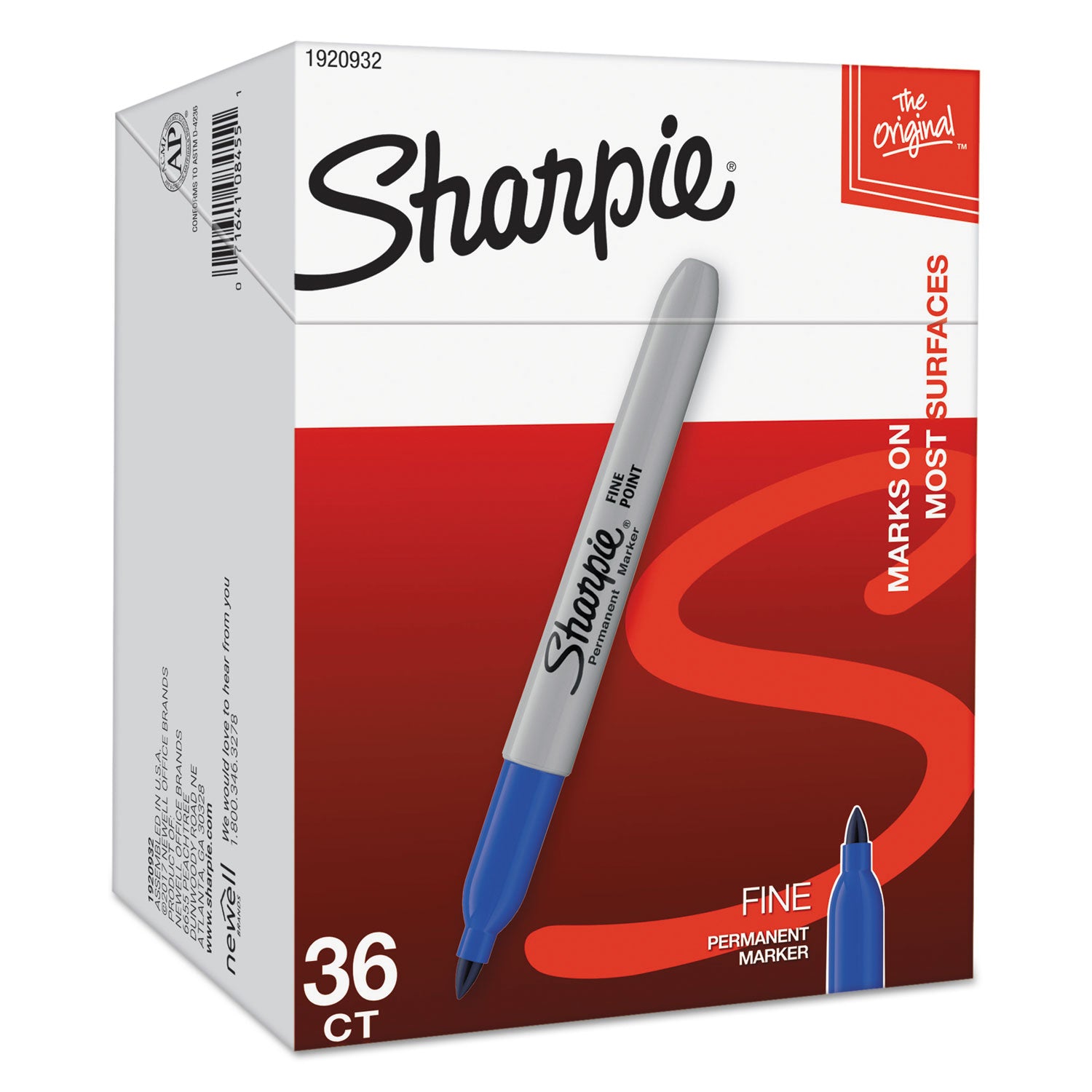 Sharpie® Fine Tip Permanent Marker Value Pack, Fine Bullet Tip, Blue, 36/pack