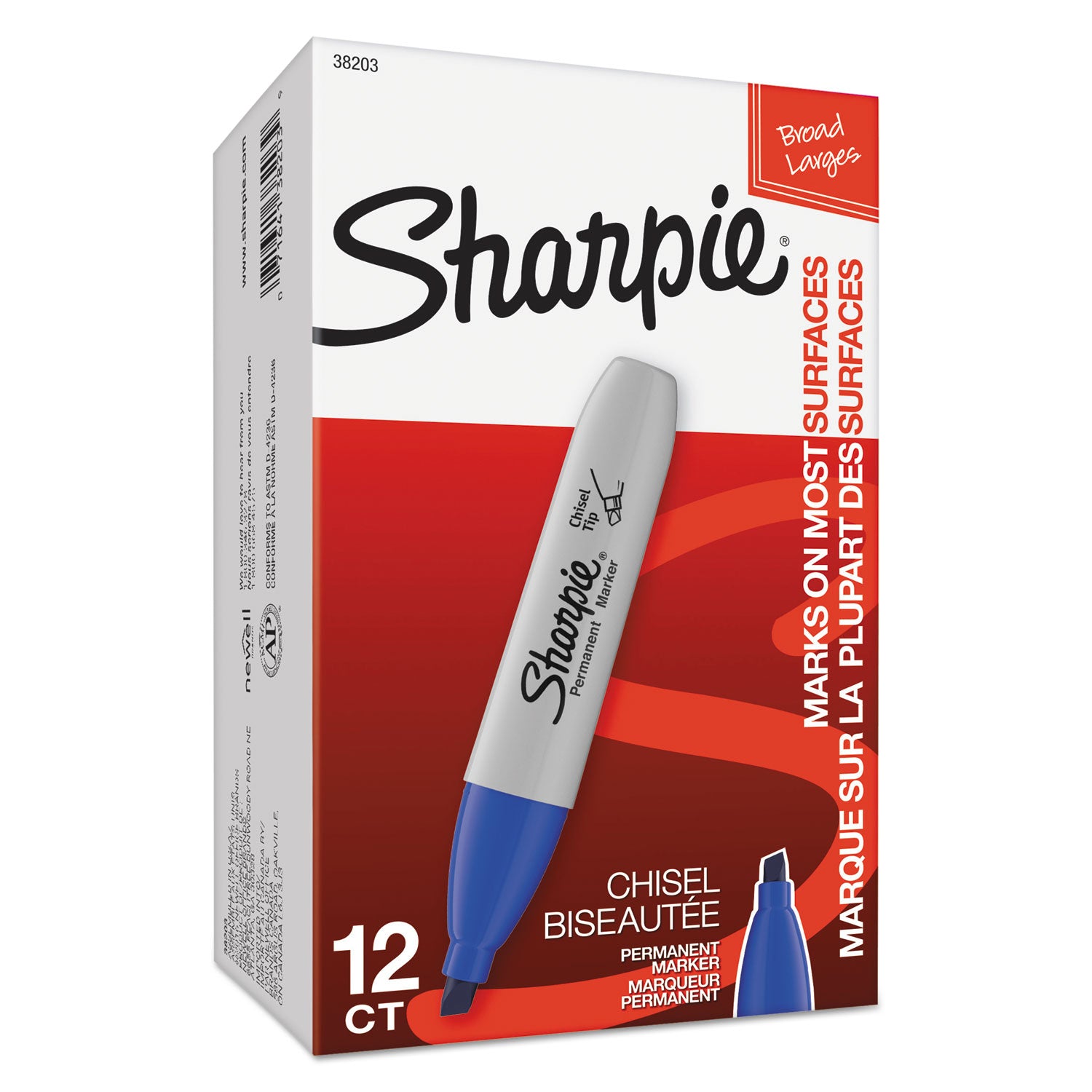 Sharpie® Chisel Tip Permanent Marker, Medium Chisel Tip, Blue, Dozen