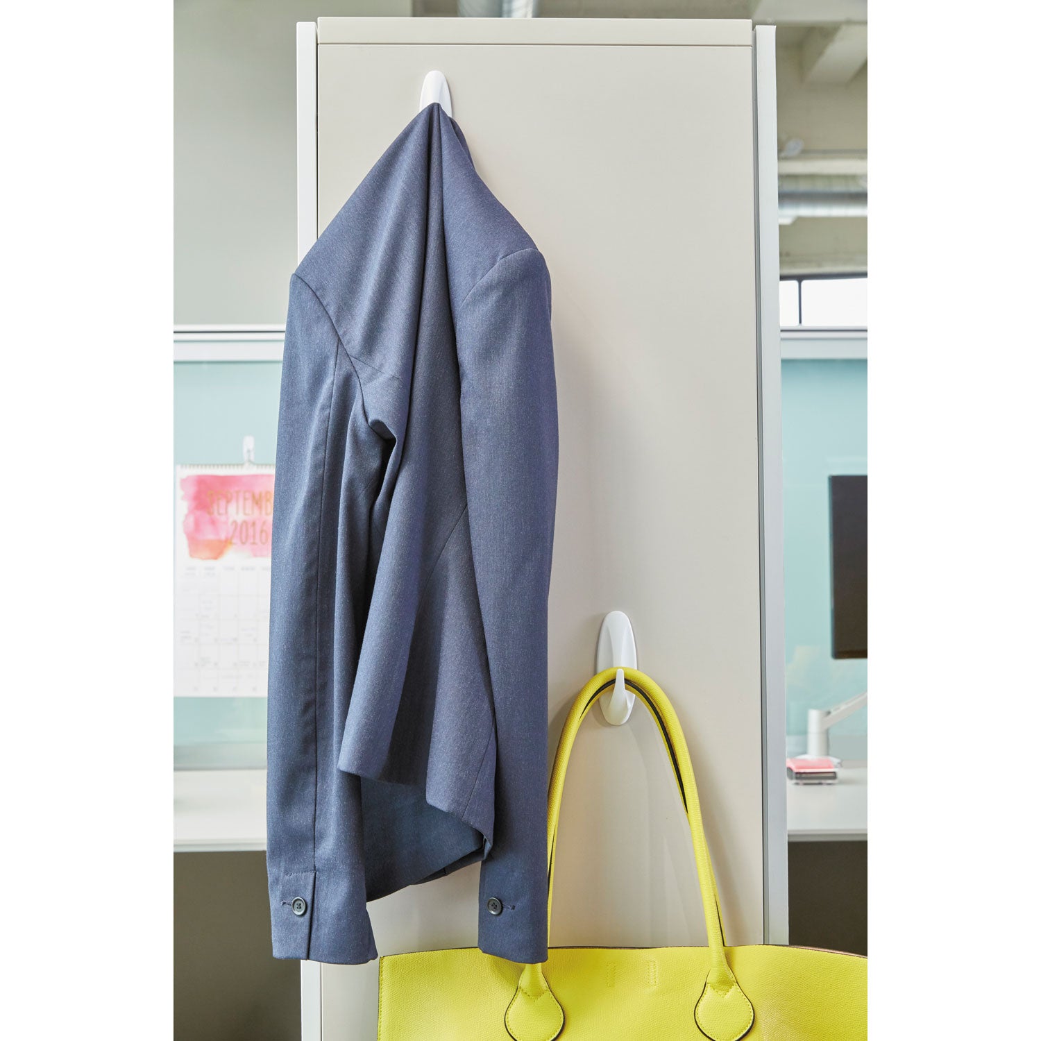 Command™ General Purpose Designer Hooks, Medium, Plastic, White, 3 lb Capacity, 2 Hooks and 4 Strips/Pack