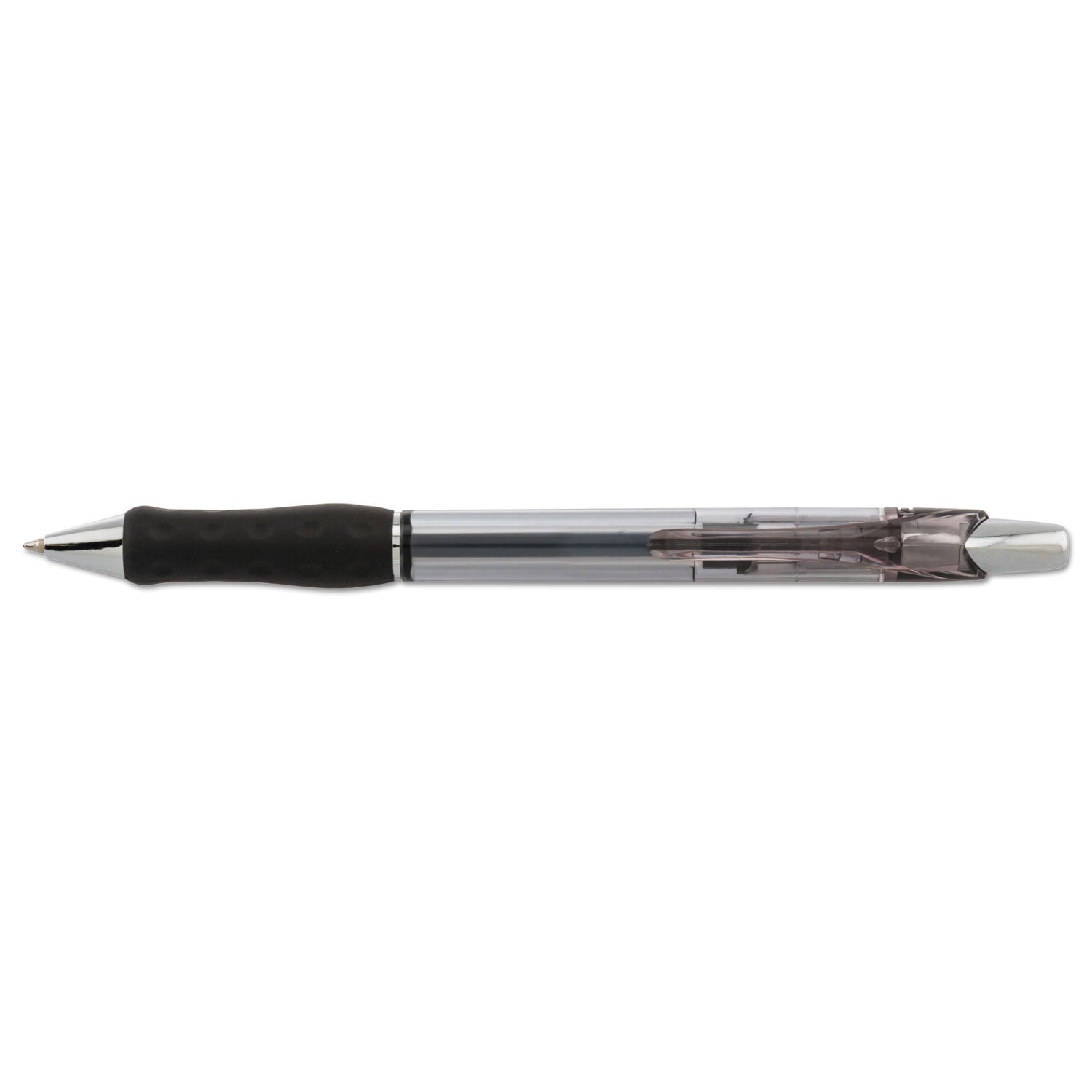 Pentel® R.S.V.P. Super RT Ballpoint Pen, Retractable, Medium 0.7 mm, Black Ink, Clear/Black Barrel, Dozen