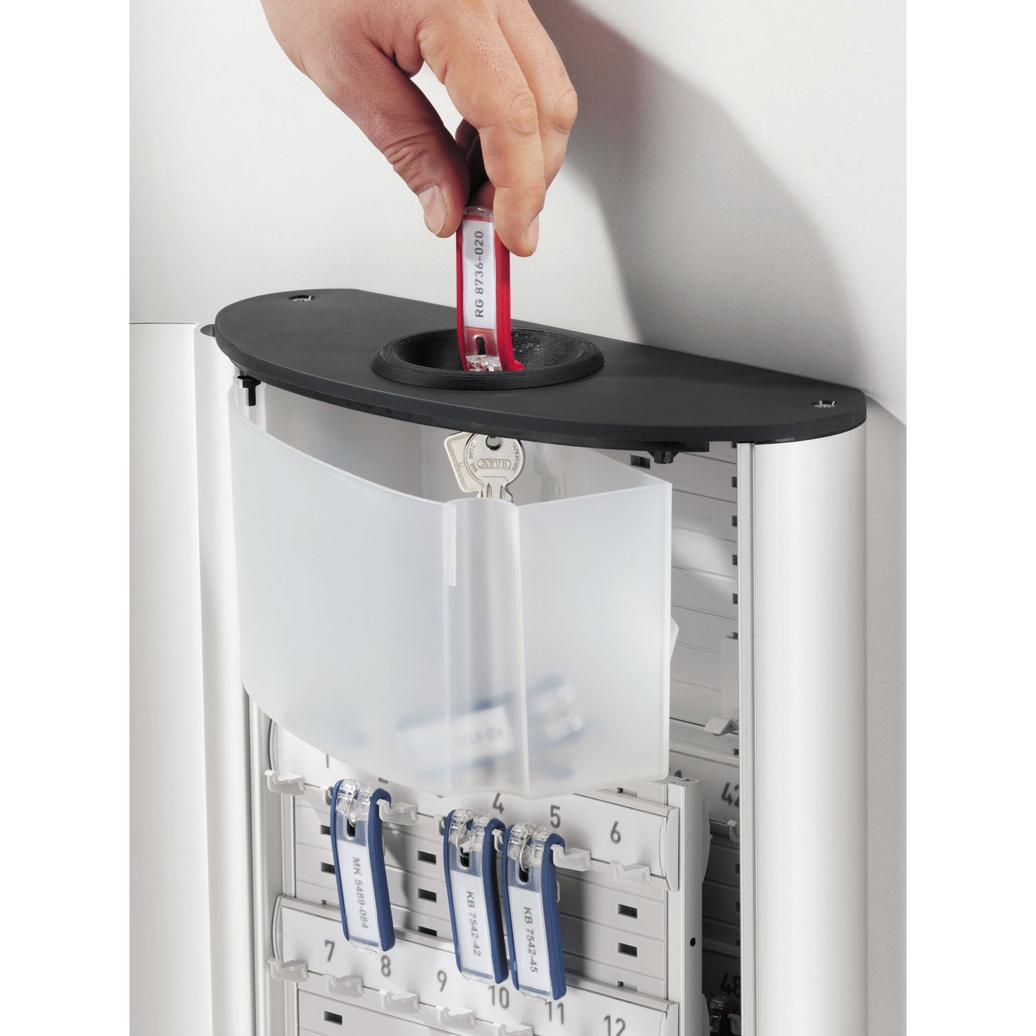 Durable® Key Box Plus, 54-Key, Brushed Aluminum, Silver, 11.75 x 4.63 x 15.75