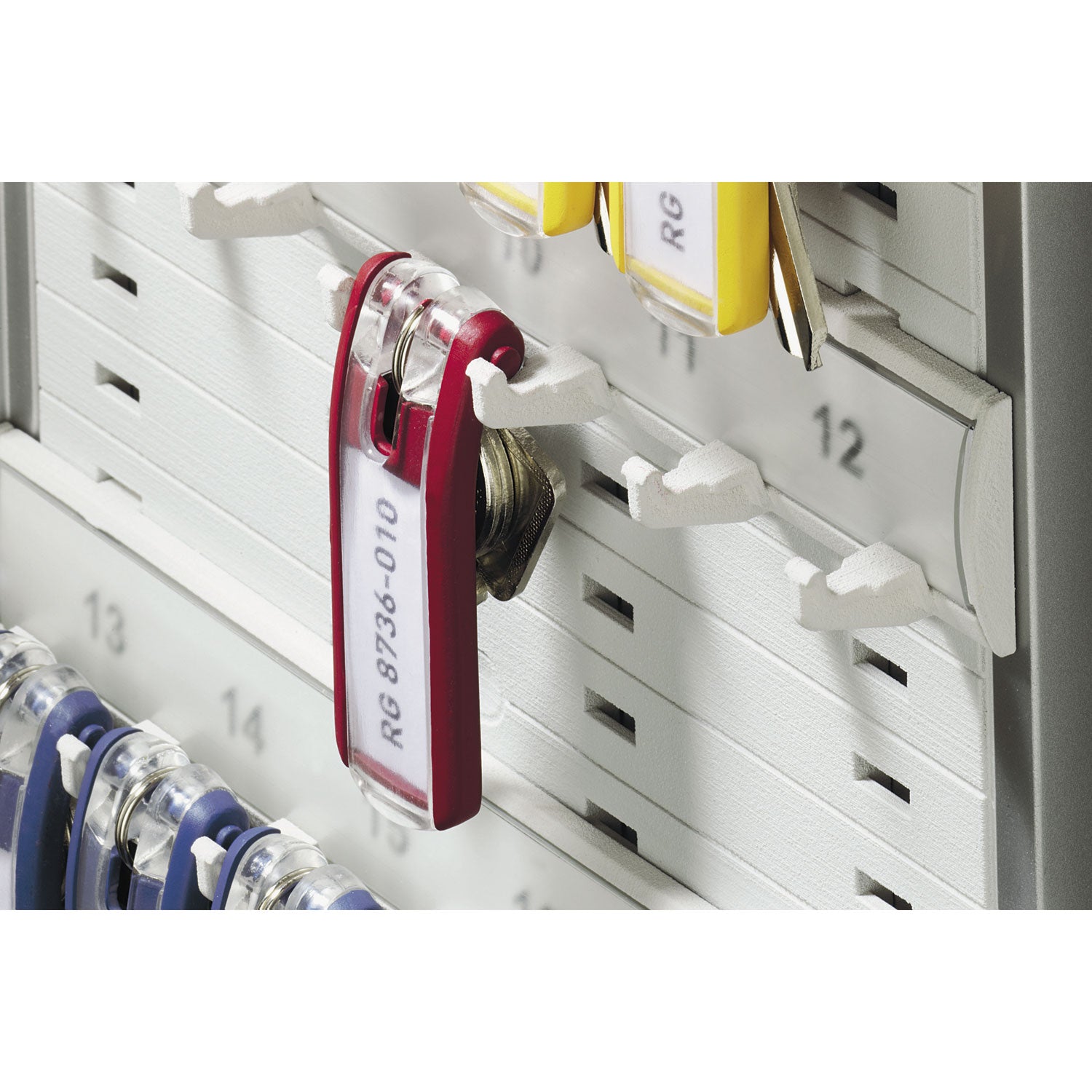 Durable® Locking Key Cabinet, 72-Key, Brushed Aluminum, Silver, 11.75 x 4.63 x 15.75