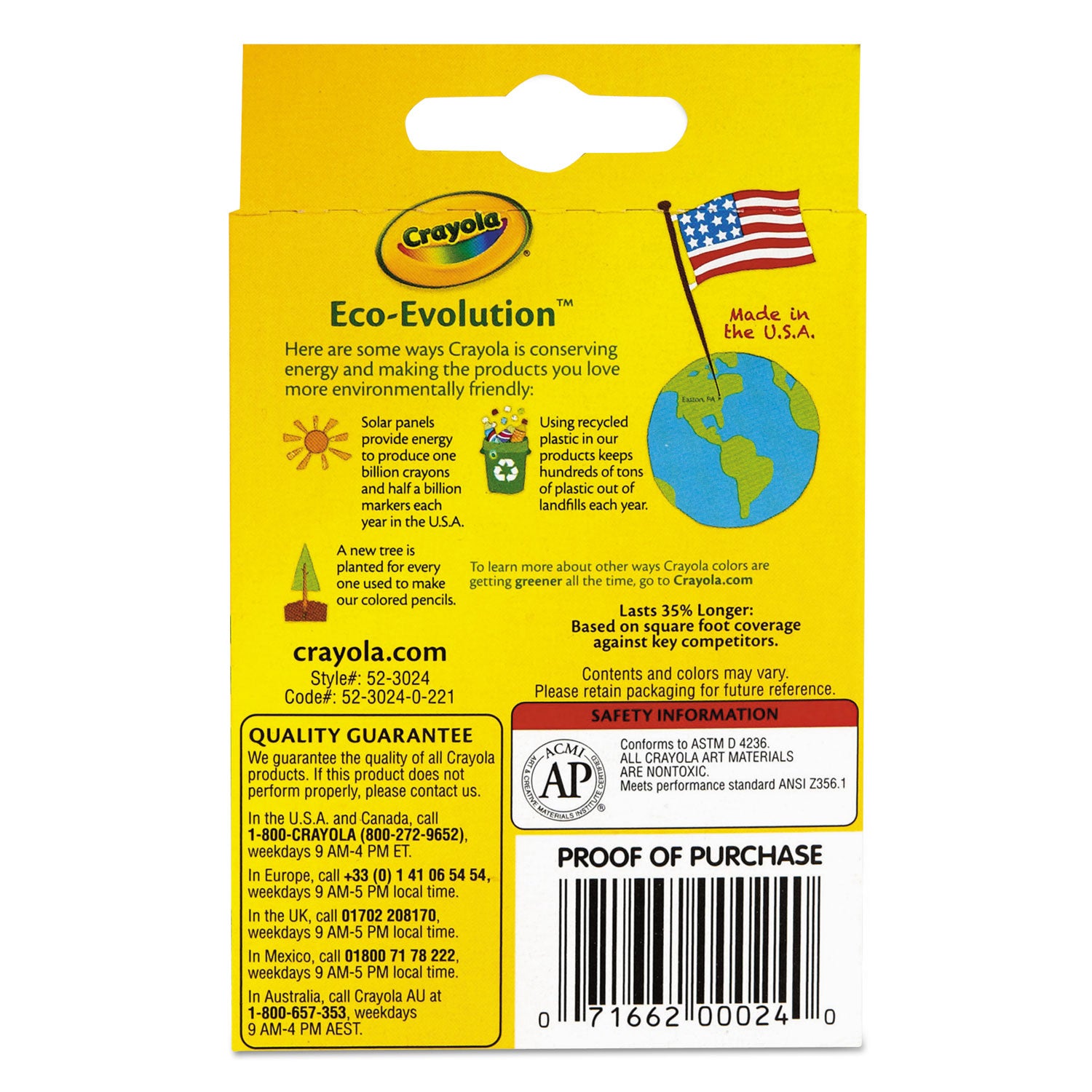 Crayola® Classic Color Crayons, Peggable Retail Pack, 24 Colors/pack