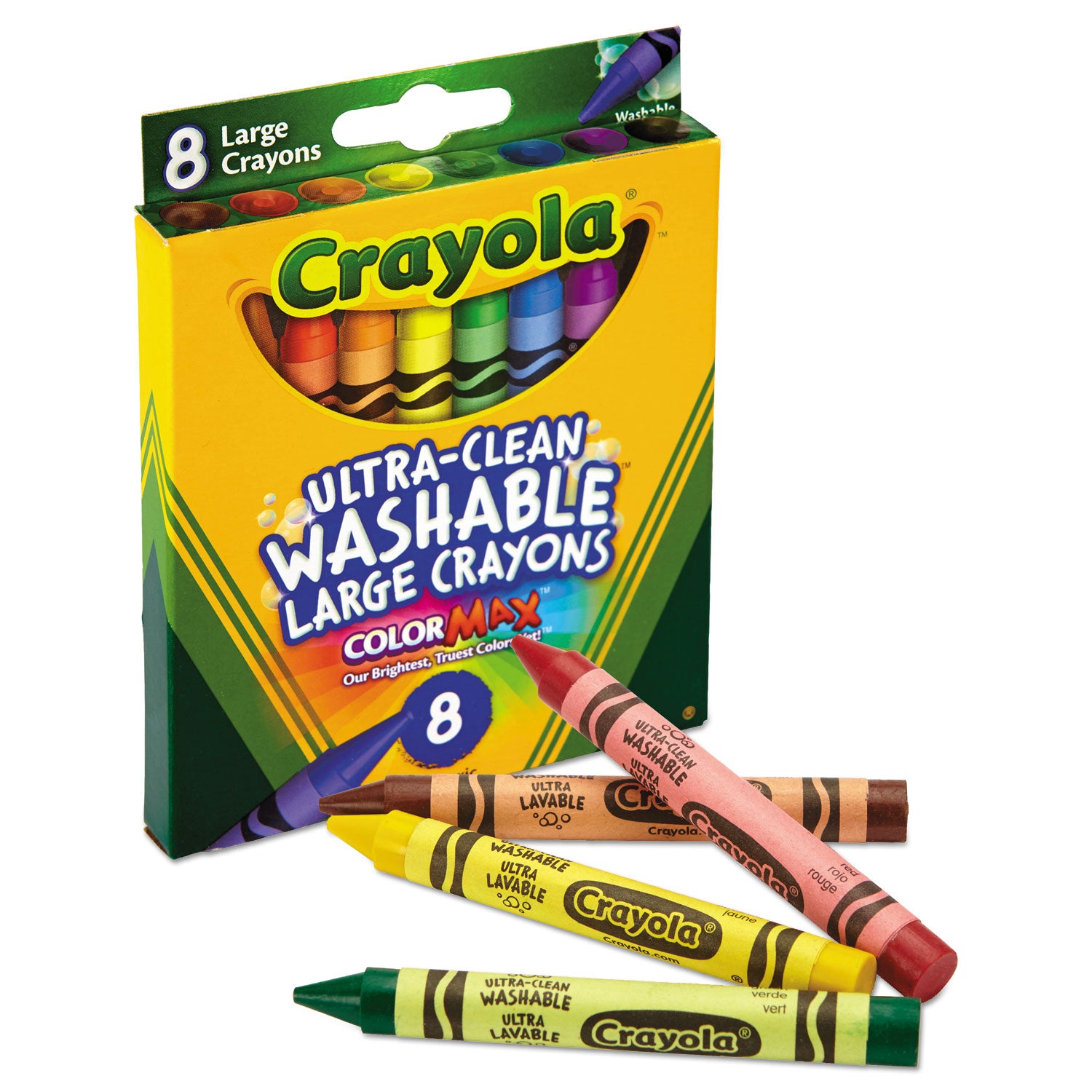 Crayola® Ultra-Clean Washable Crayons, Large, 8 Colors/box