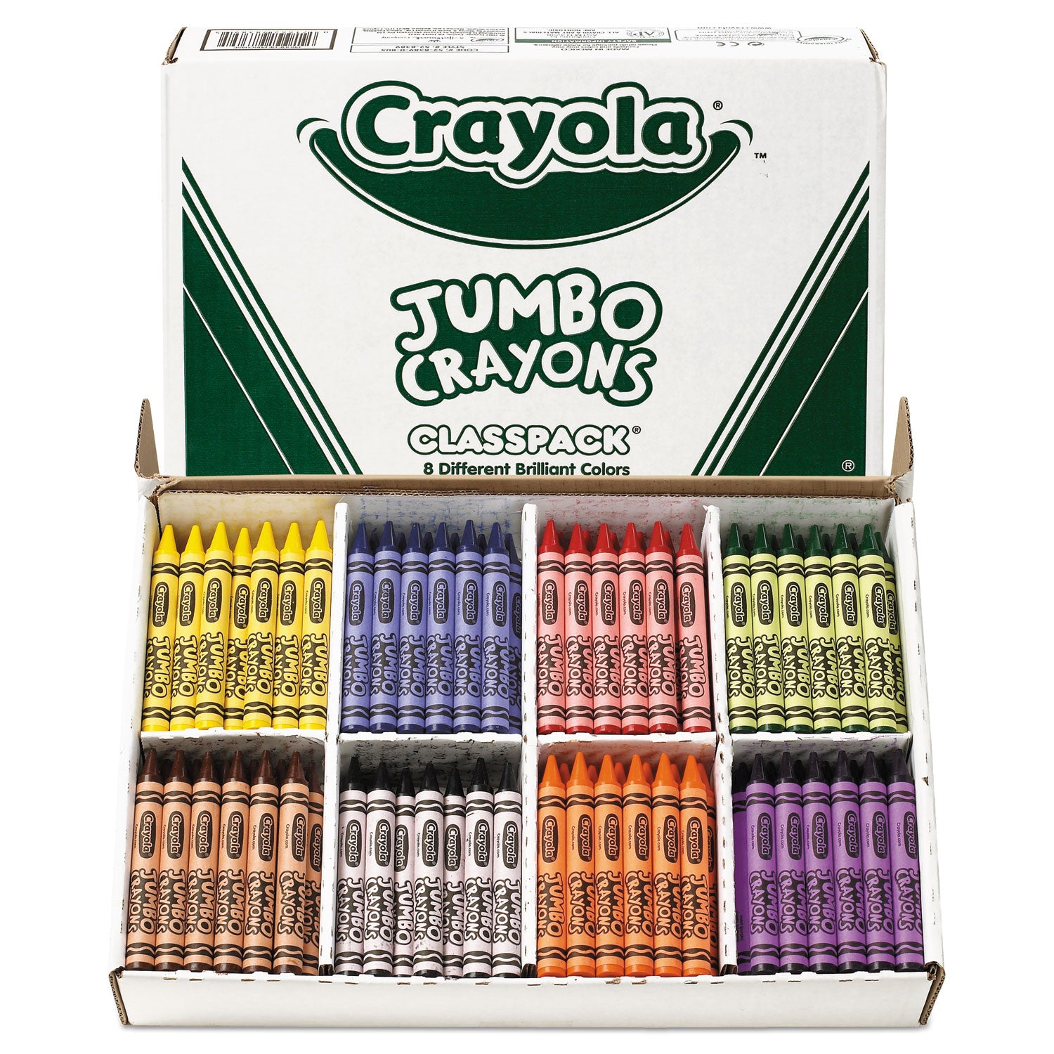 Crayola® Jumbo Classpack Crayons, 25 Each Of 8 Colors, 200/set