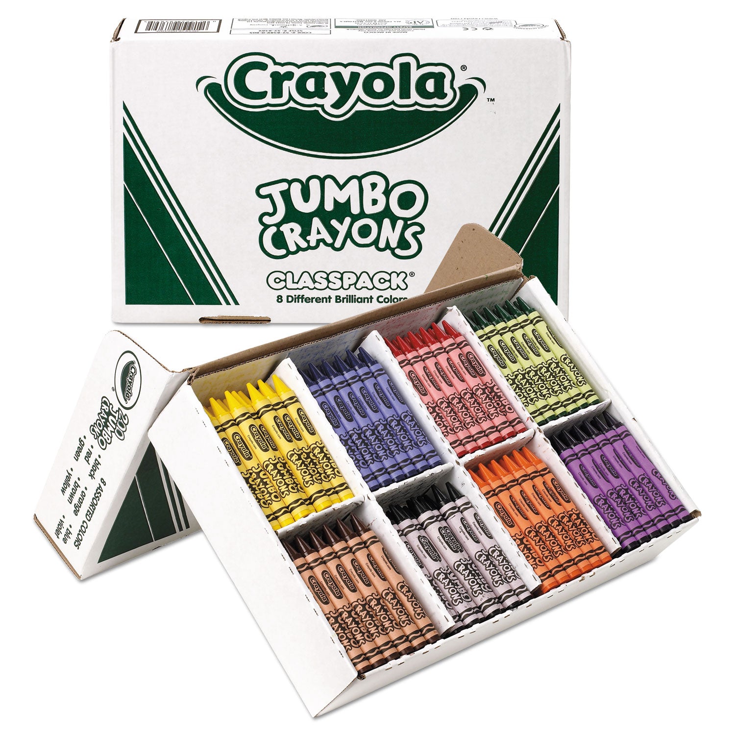 Crayola® Jumbo Classpack Crayons, 25 Each Of 8 Colors, 200/set