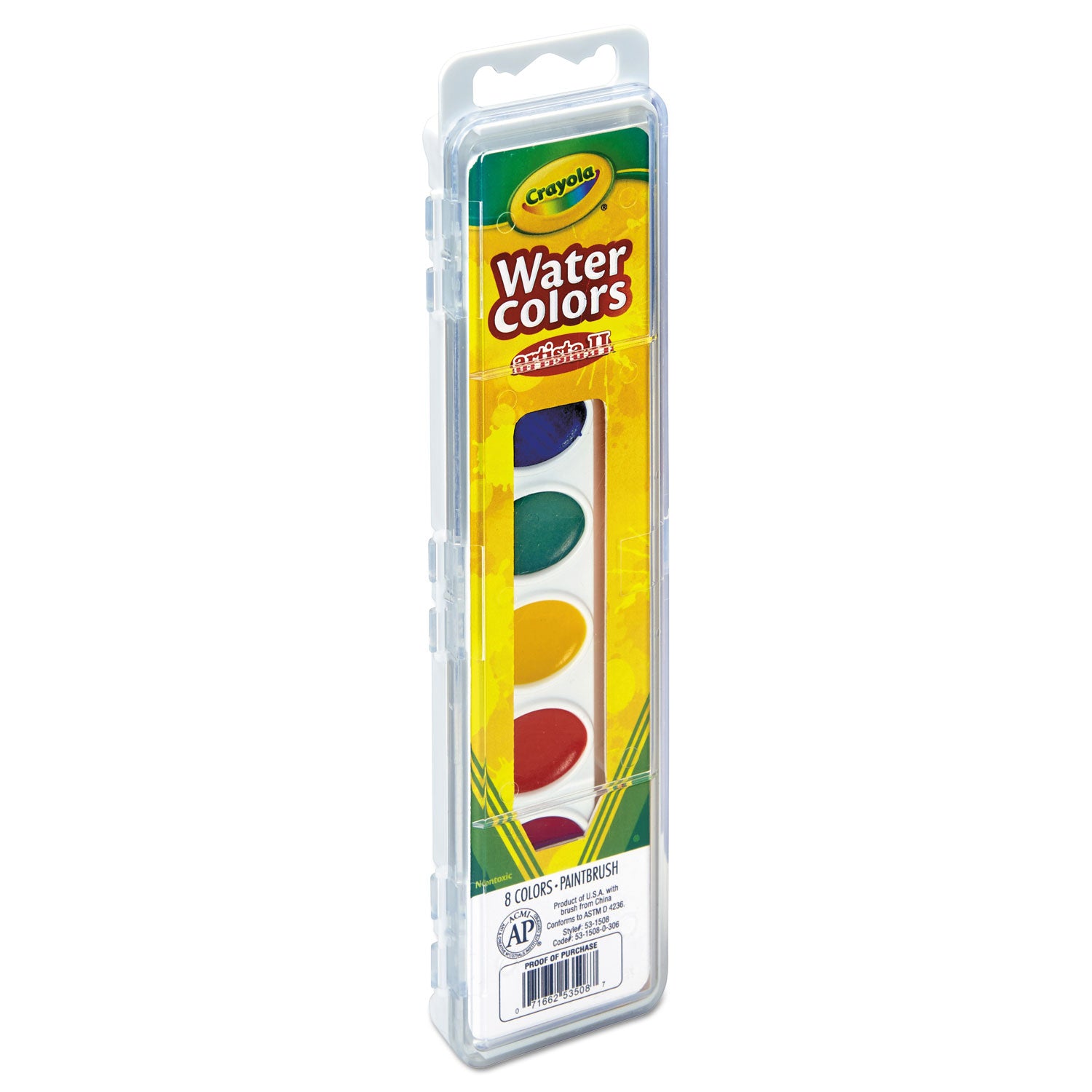 Crayola® Artista Ii 8-Color Watercolor Set, 8 Assorted Colors, Palette Tray