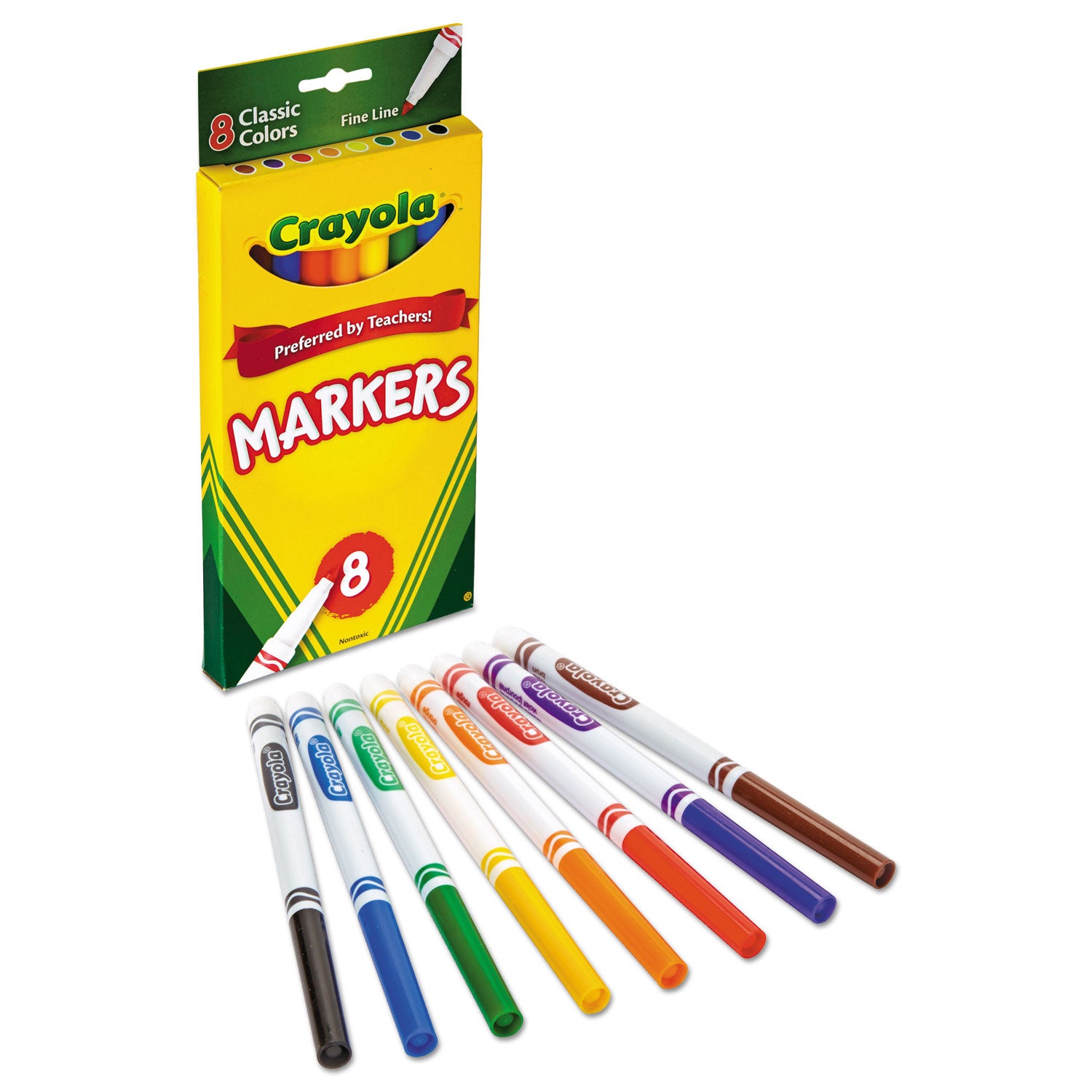 Crayola® Non-Washable Marker, Fine Bullet Tip, Assorted Classic Colors, 8/pack
