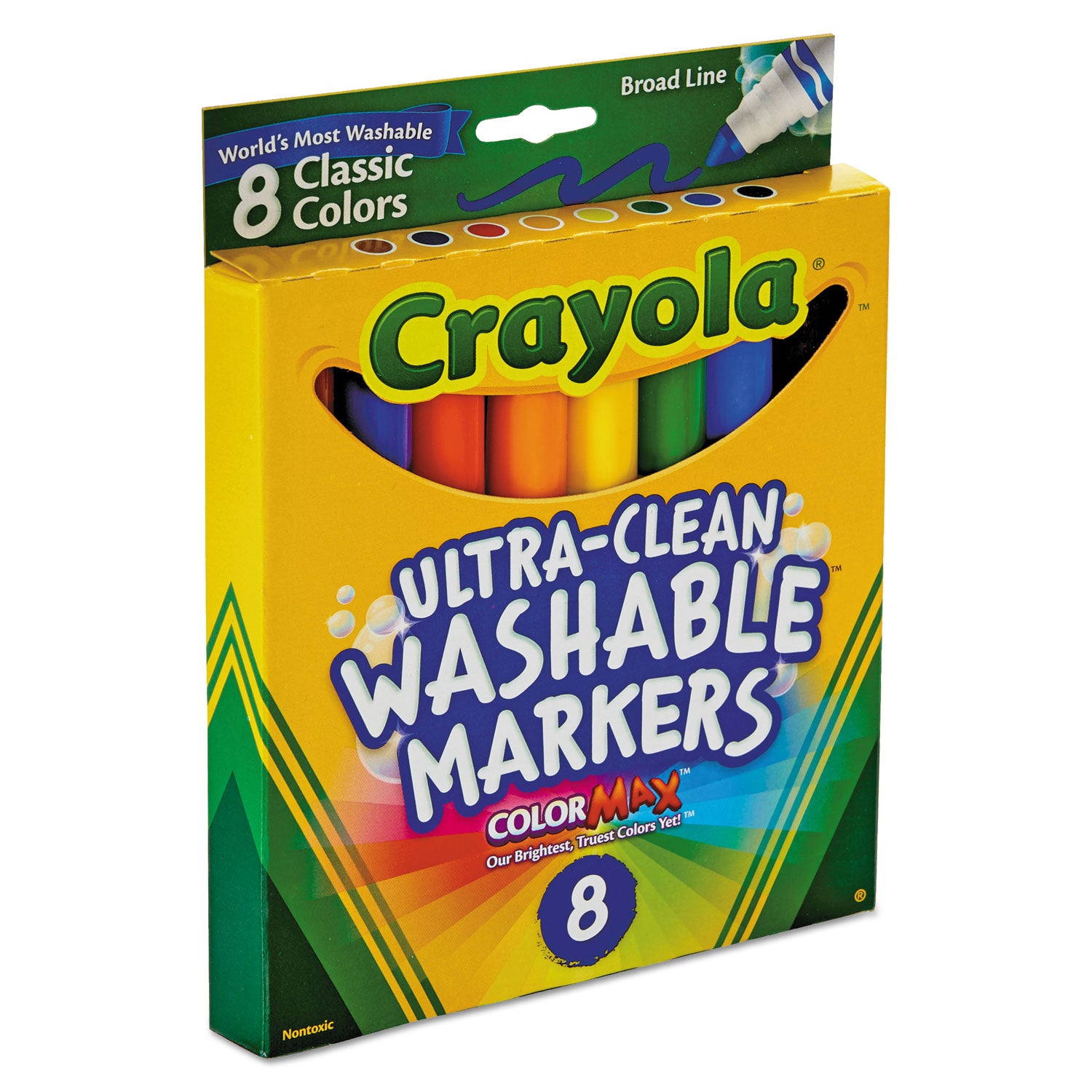 Crayola® Ultra-Clean Washable Markers, Broad Bullet Tip, Assorted Colors, 8/pack