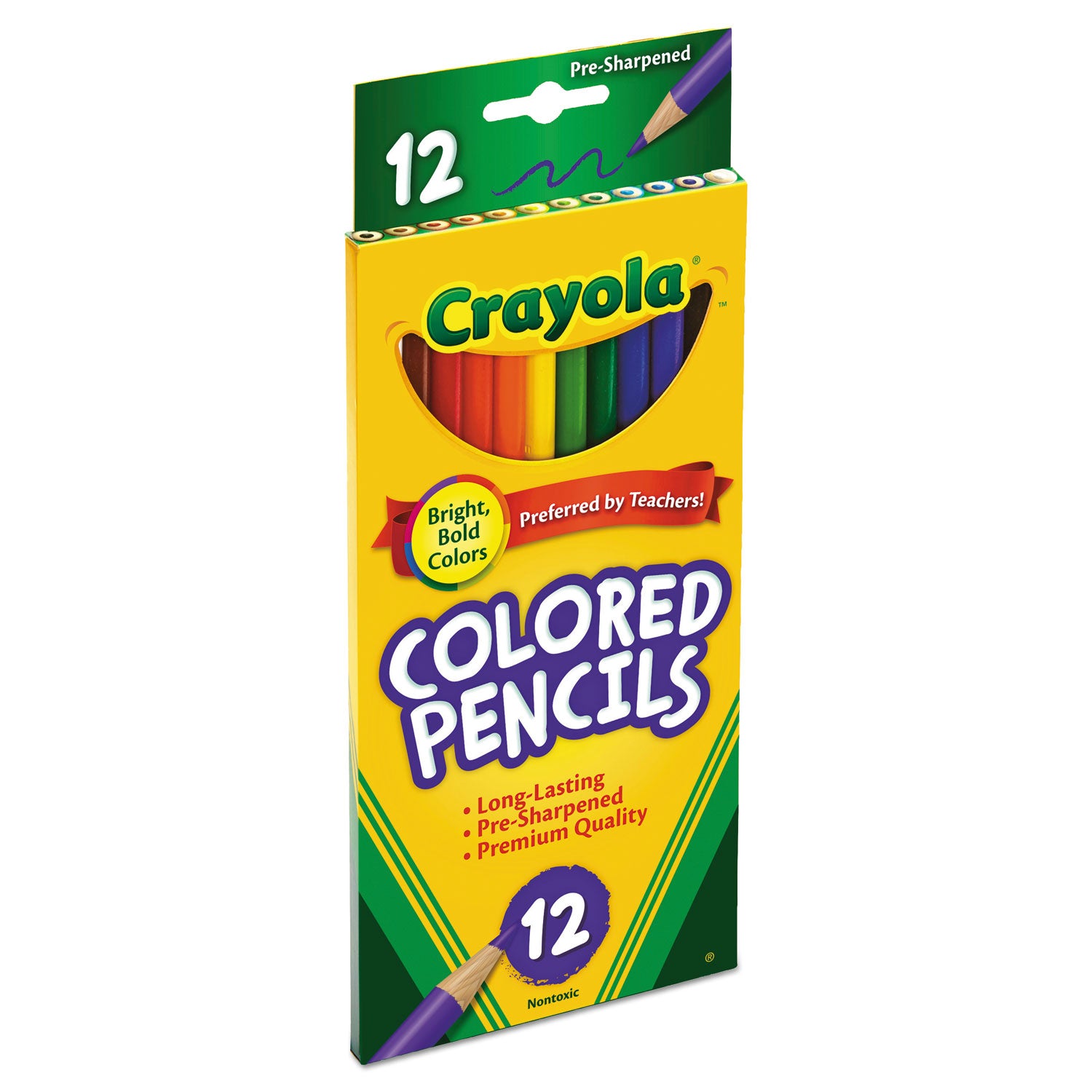 Crayola® Long-Length Colored Pencil Set, 3.3 mm, 2B, Assorted Lead and Barrel Colors, Dozen