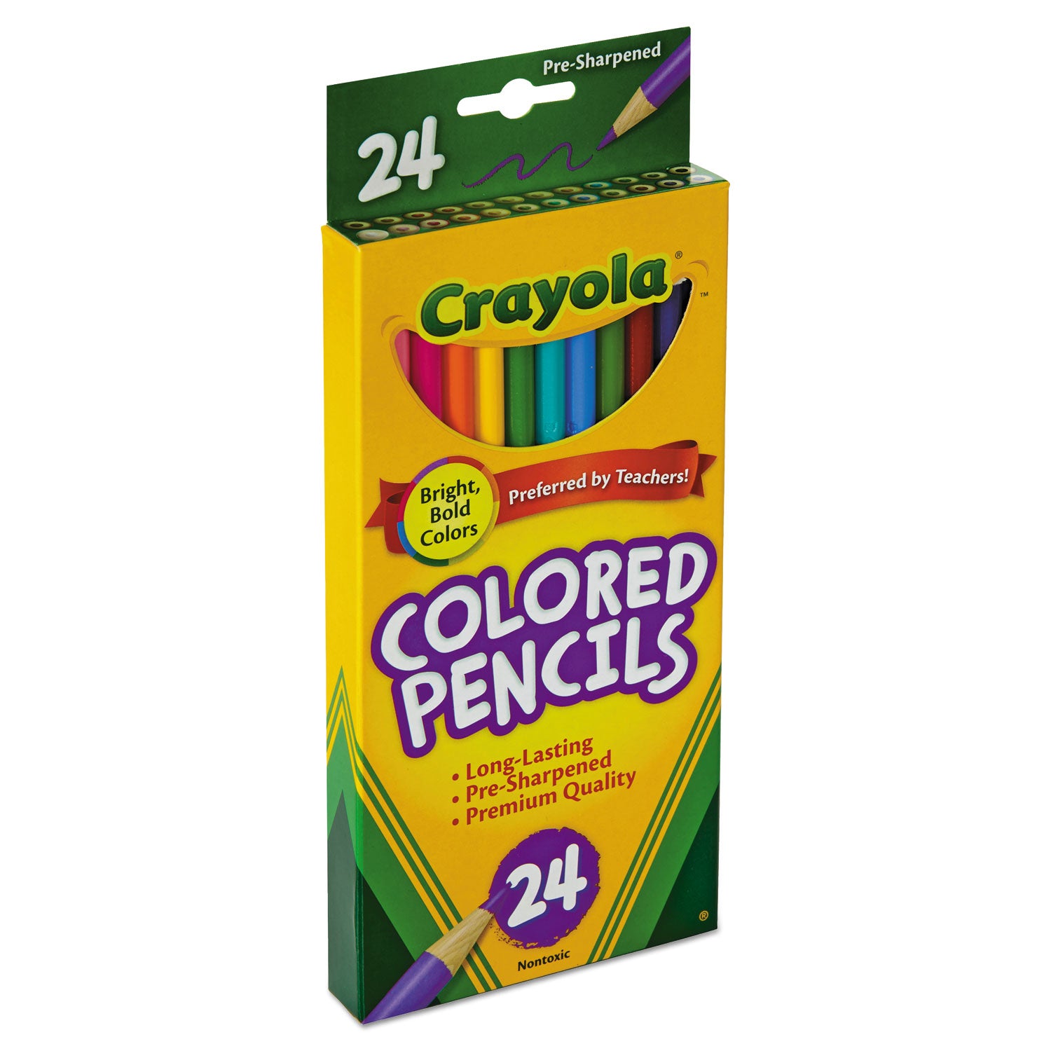 Crayola® Long-Length Colored Pencil Set, 3.3 mm, 2B, Assorted Lead and Barrel Colors, 24/Pack