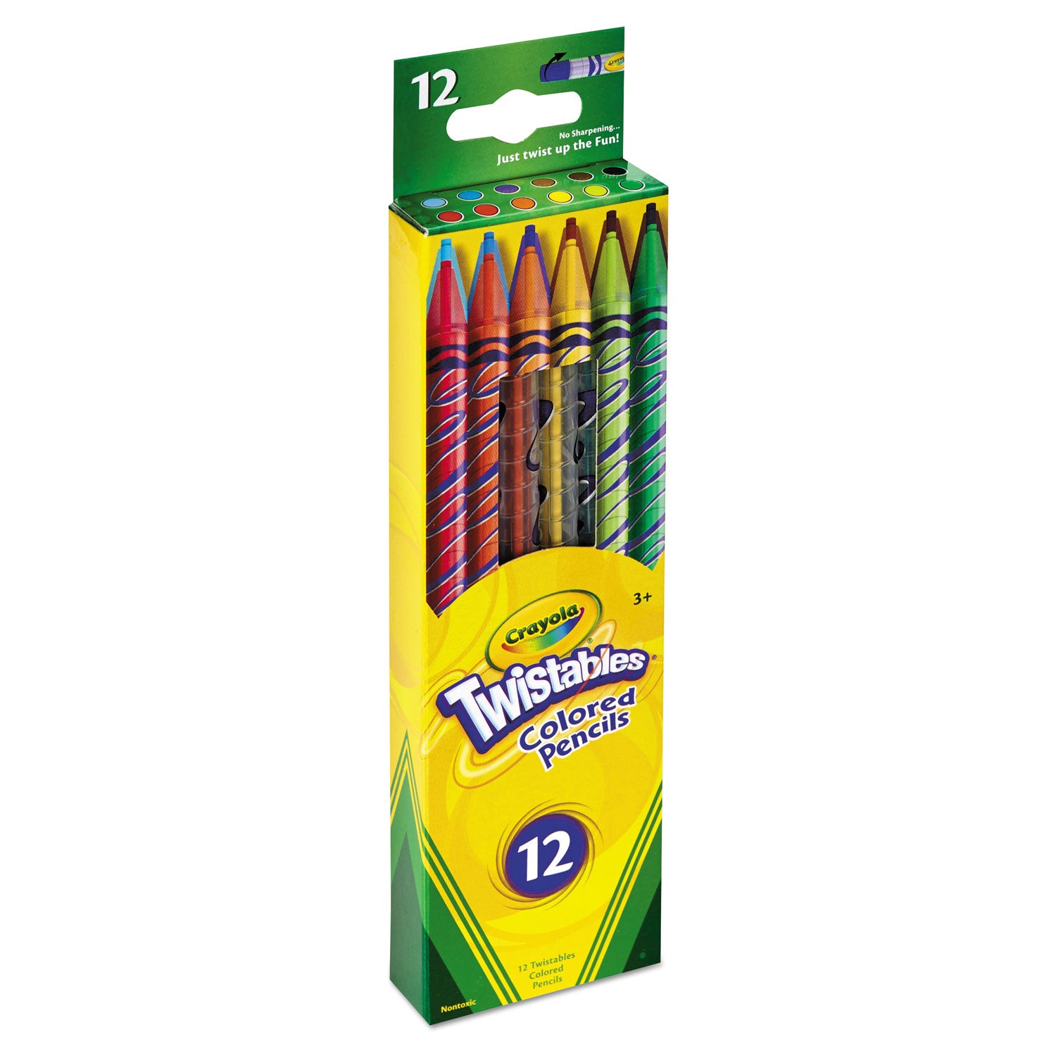 Crayola® Twistables Colored Pencils, 2 mm, 2B, Assorted Lead and Barrel Colors, Dozen
