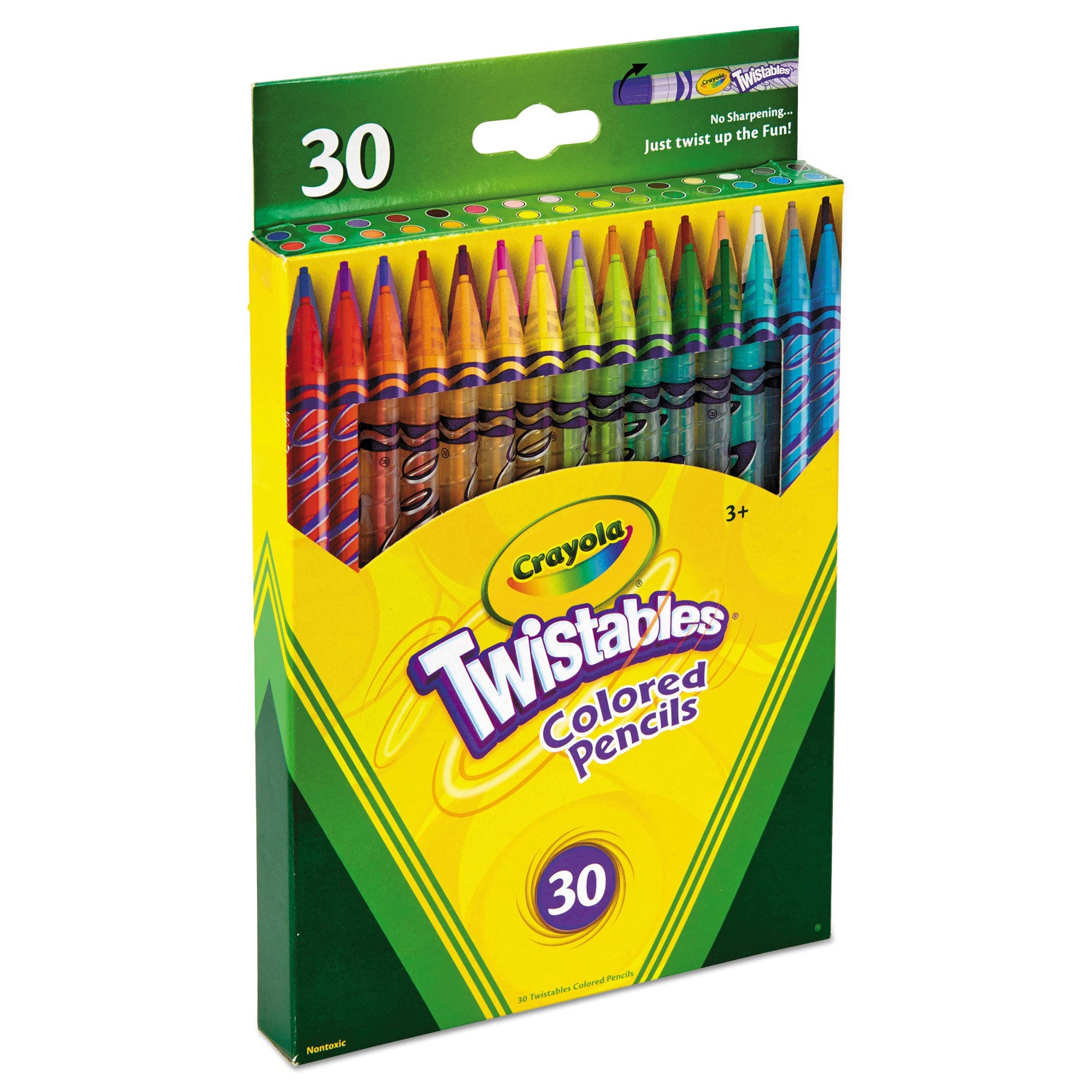 Crayola® Twistables Colored Pencils, 2 mm, 2B, Assorted Lead and Barrel Colors, 30/Pack