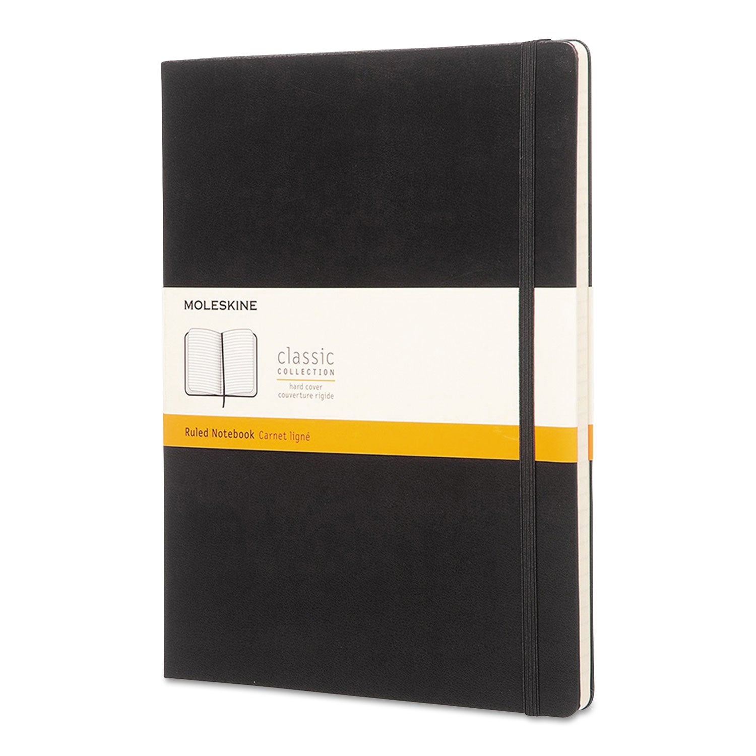 Classic Colored Hardcover Notebook, 1-Subject, Narrow Rule, Black Cover, (192) 10 x 7.5 Sheets