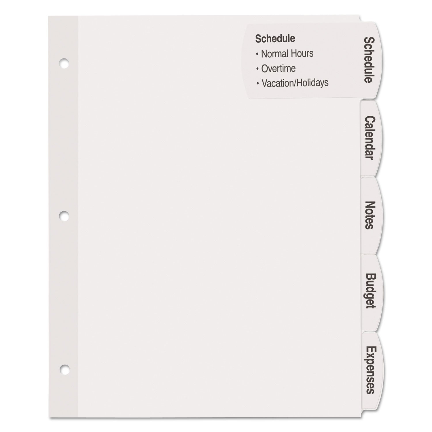 Avery® Big Tab Printable Large White Label Tab Dividers, 5-Tab, 11 x 8.5, White, 20 Sets