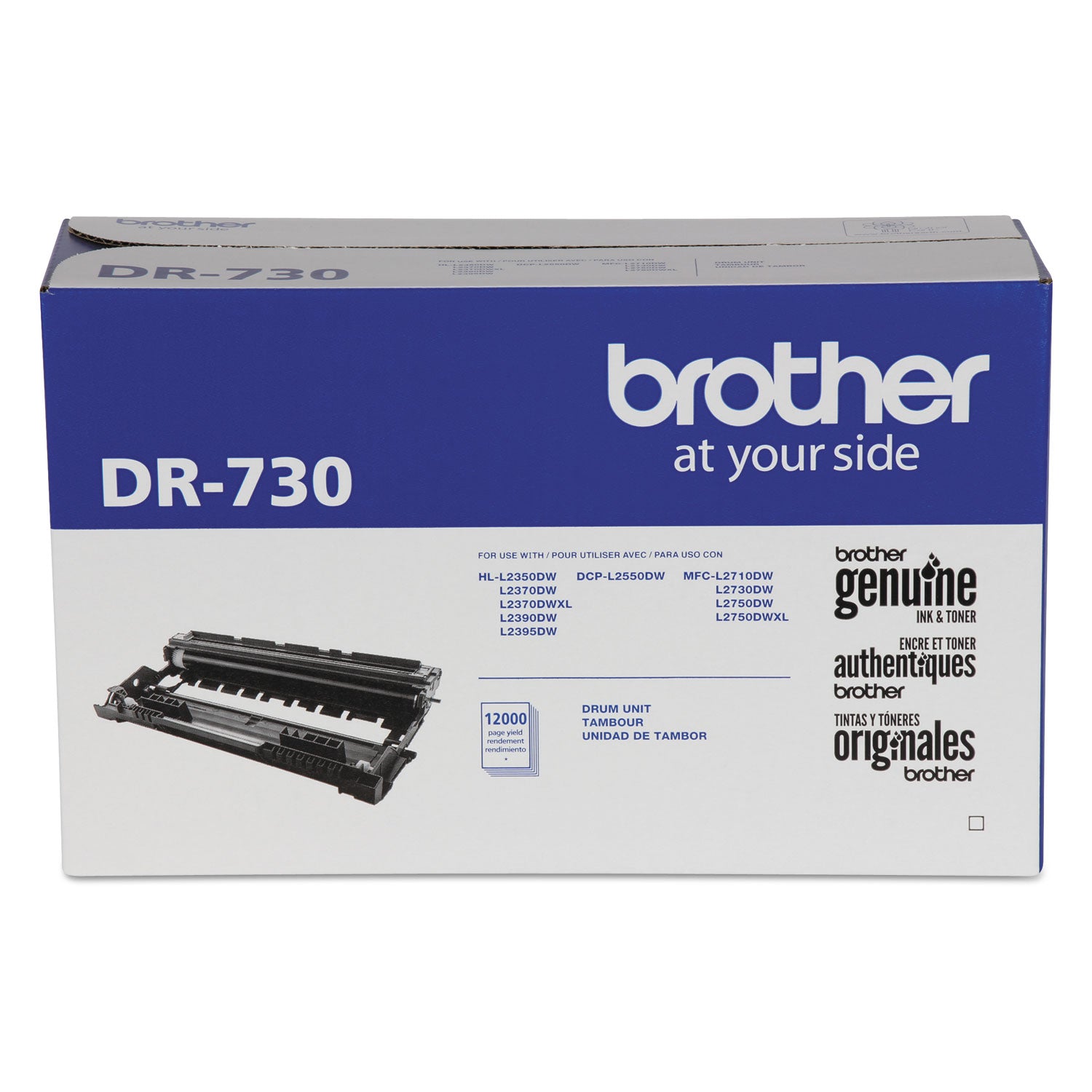 DR730 Drum Unit, 12,000 Page-Yield, Black