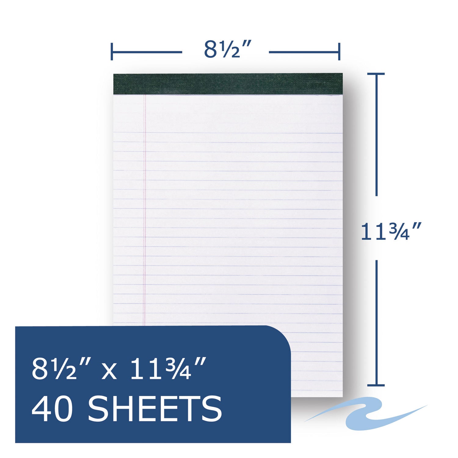 Roaring Spring® Recycled Legal Pad, Wide/legal Rule, 40 White 8.5 X 11 Sheets, Dozen